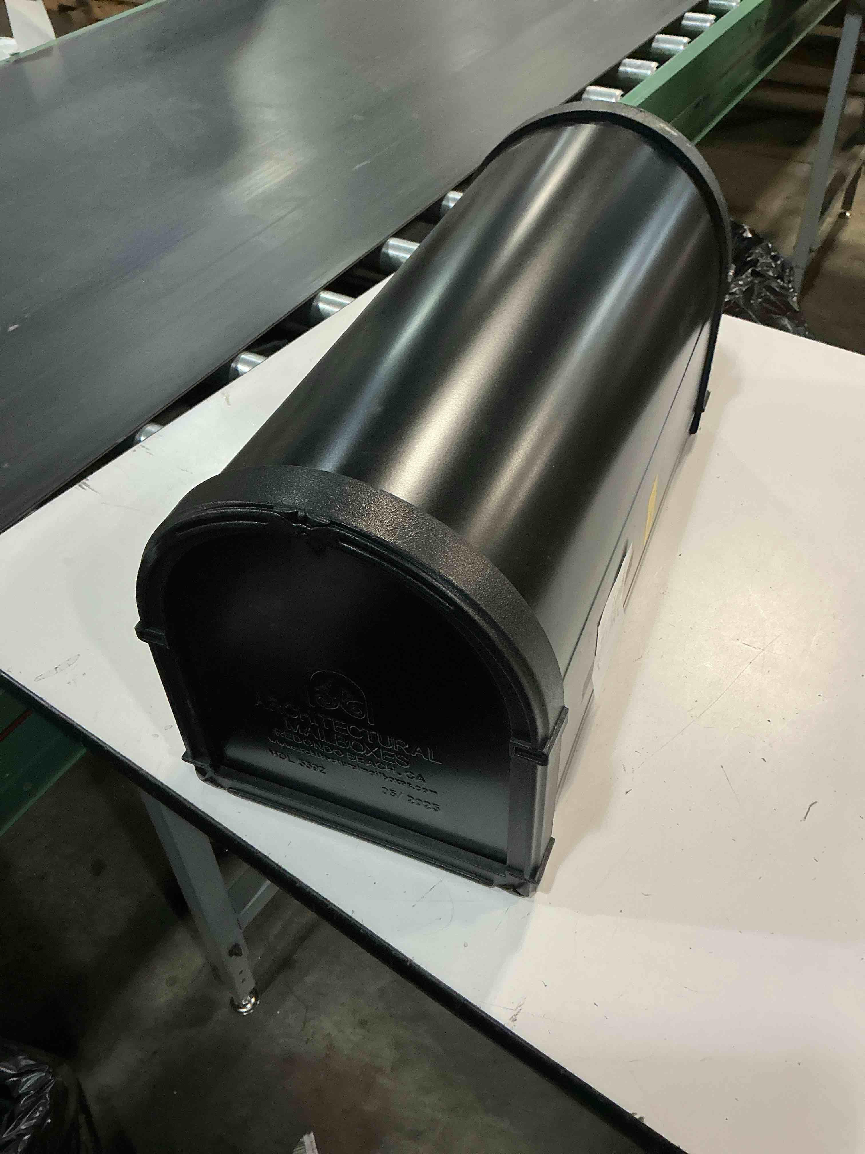 Condition photo showing As Is for architectural mailboxes gibraltar mailboxes arlington large capacity galvanized steel textured black, post-mount mailbox, ar15b000