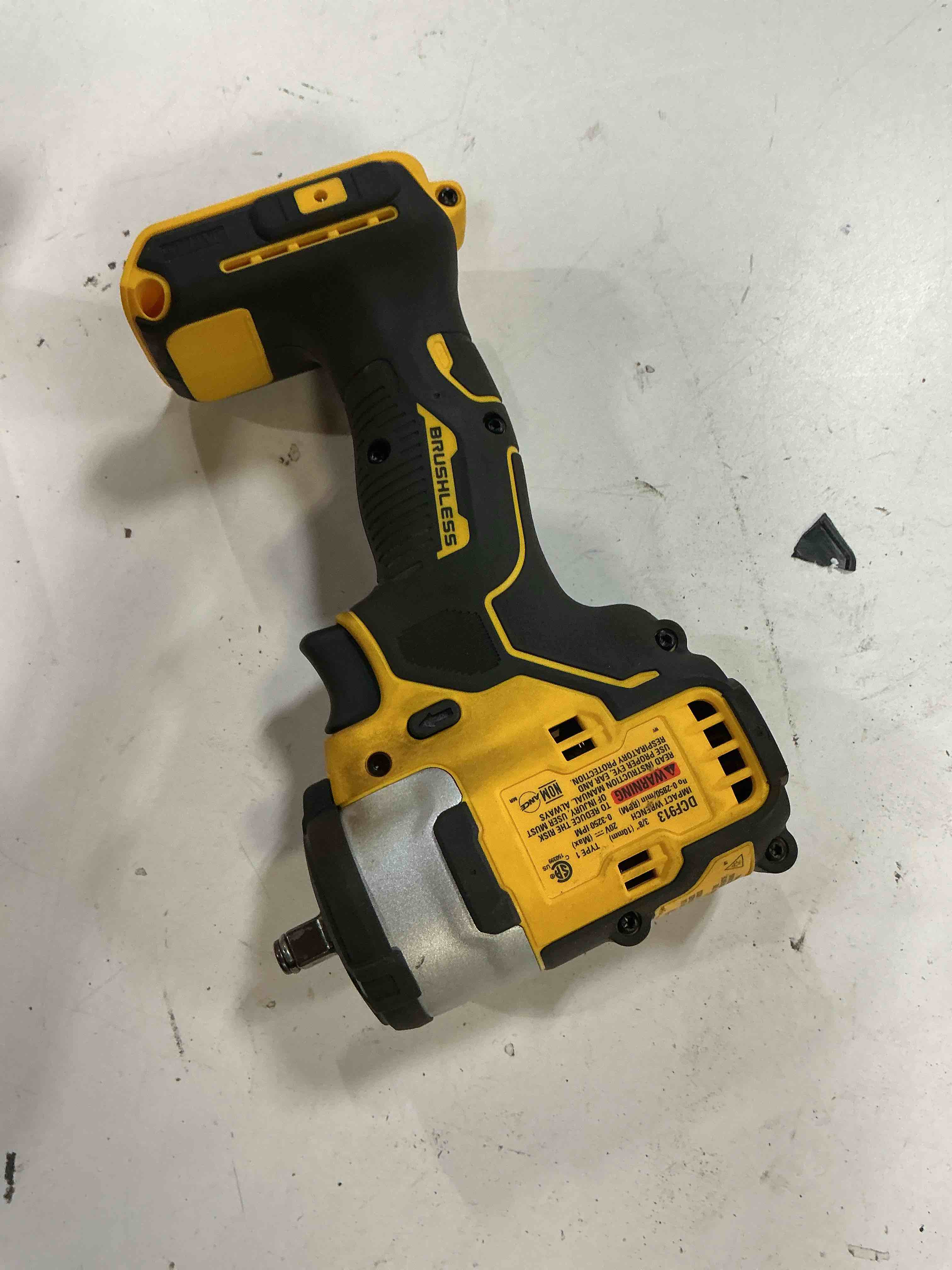 Condition photo showing As Is for dewalt dcf913b 20v max* 3/8 in. cordless impact wrench with hog ring anvil (tool only)