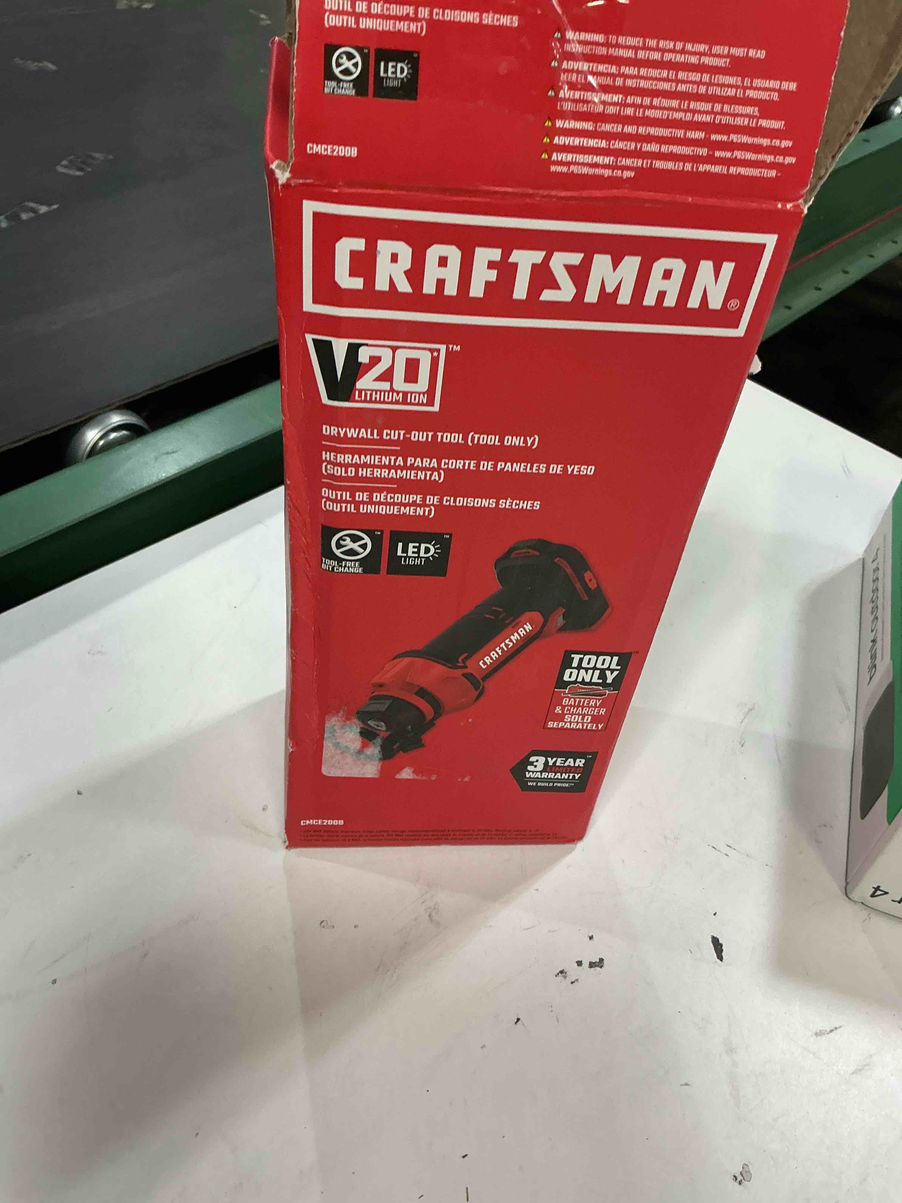 Condition photo showing As Is for craftsman 20v max cut out tool, cordless drywall cutting, bare tool only (cmce200b)