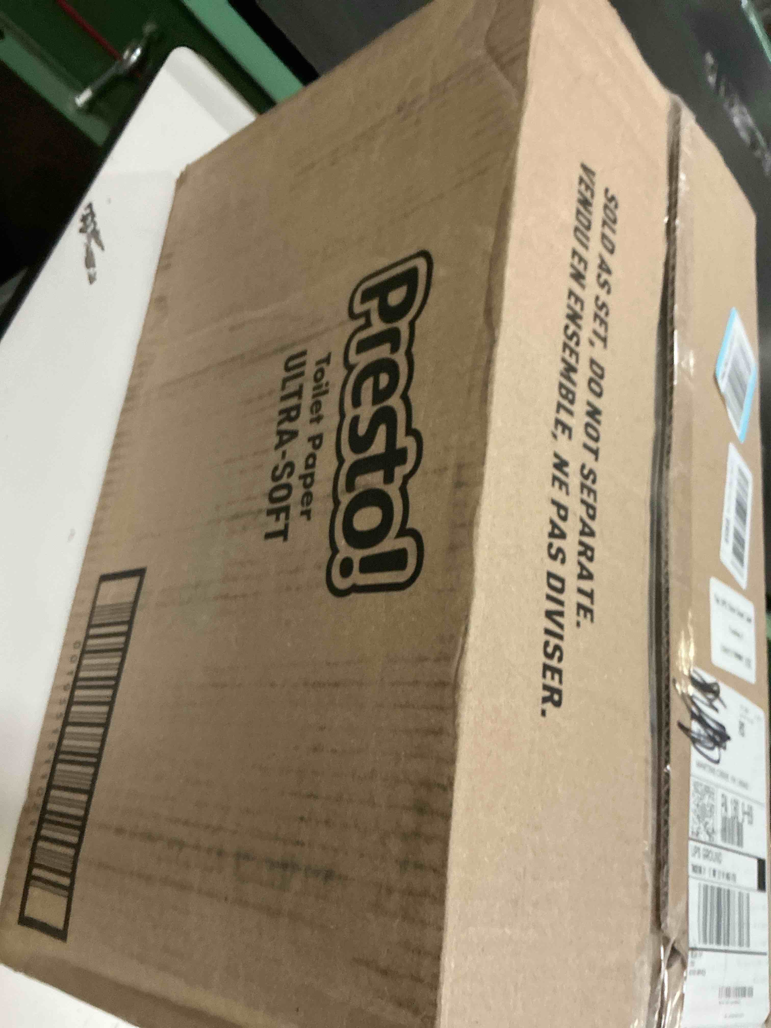 Condition photo showing New/Like New for amazon brand - presto! 2-ply ultra-soft toilet paper, 24 family mega rolls = 120 regular rolls, 6 count (pack of 4), unscented 313 sheet (pack of 24)