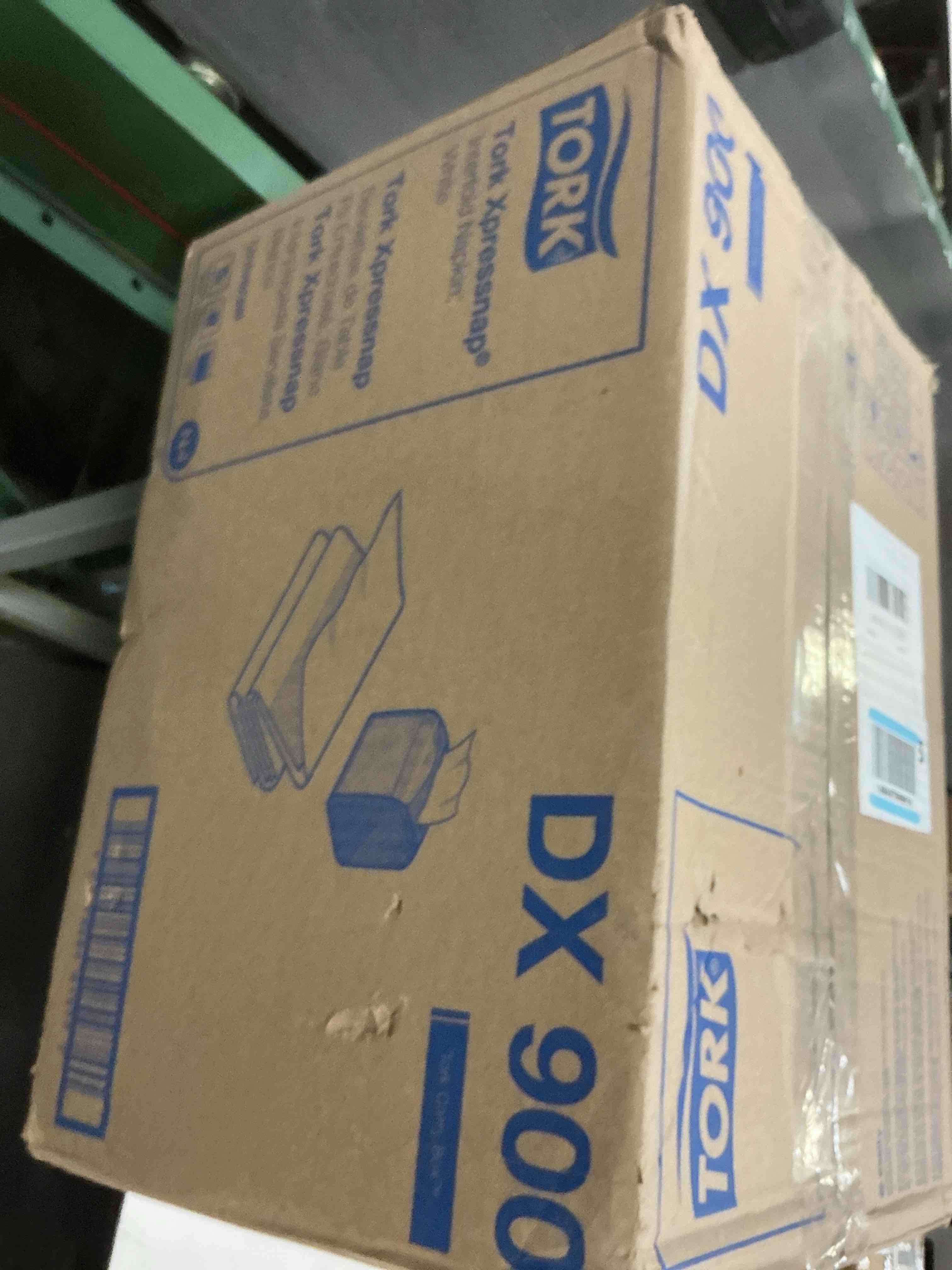 Condition photo showing As Is for tork xpressnap interfold dispenser napkins 1-ply bag-pack 13 x 8.5 white 6000/carton -trkdx900