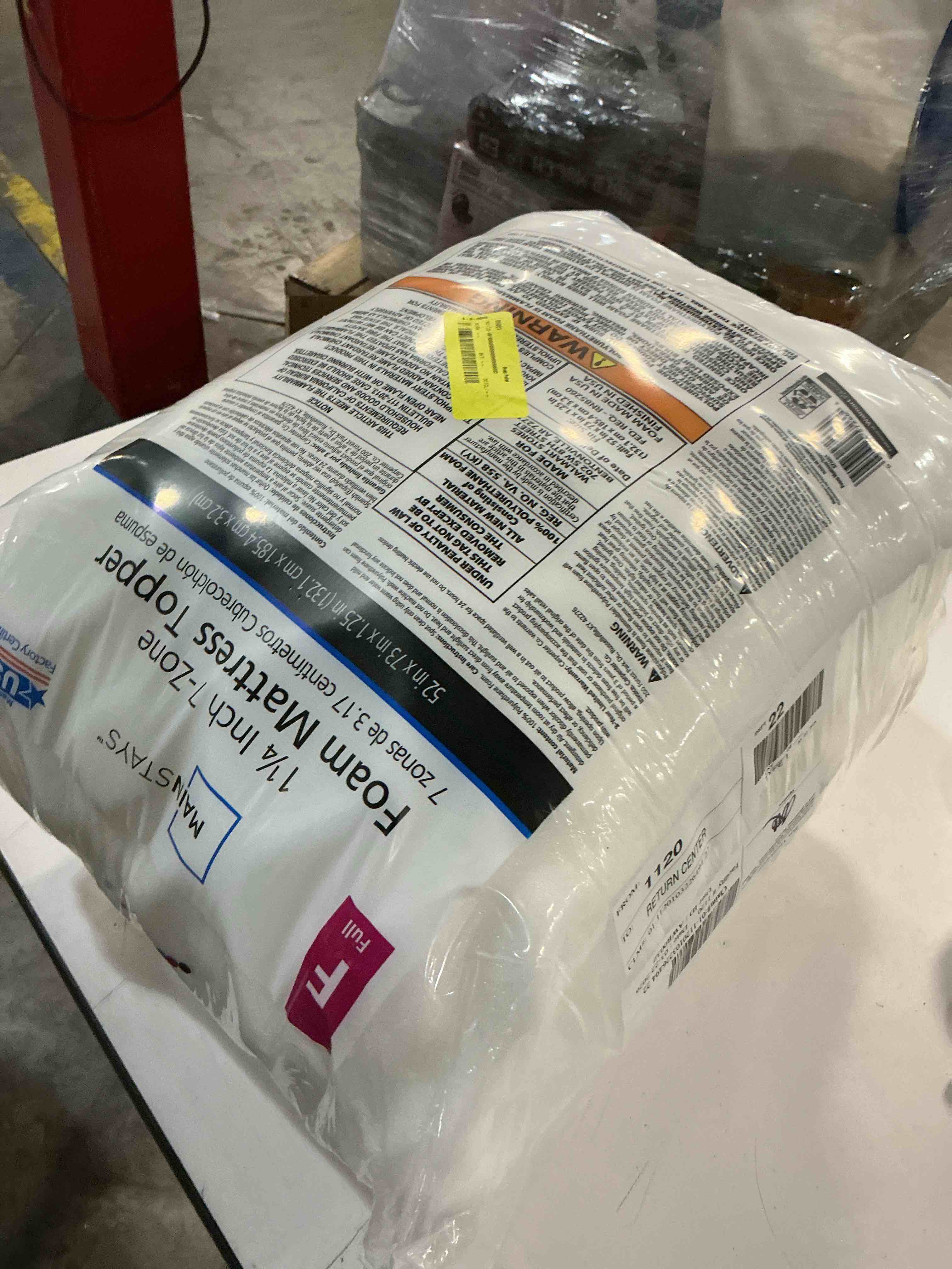 Condition photo showing Good Condition for mainstays 1.25  7-zone foam mattress topper  full