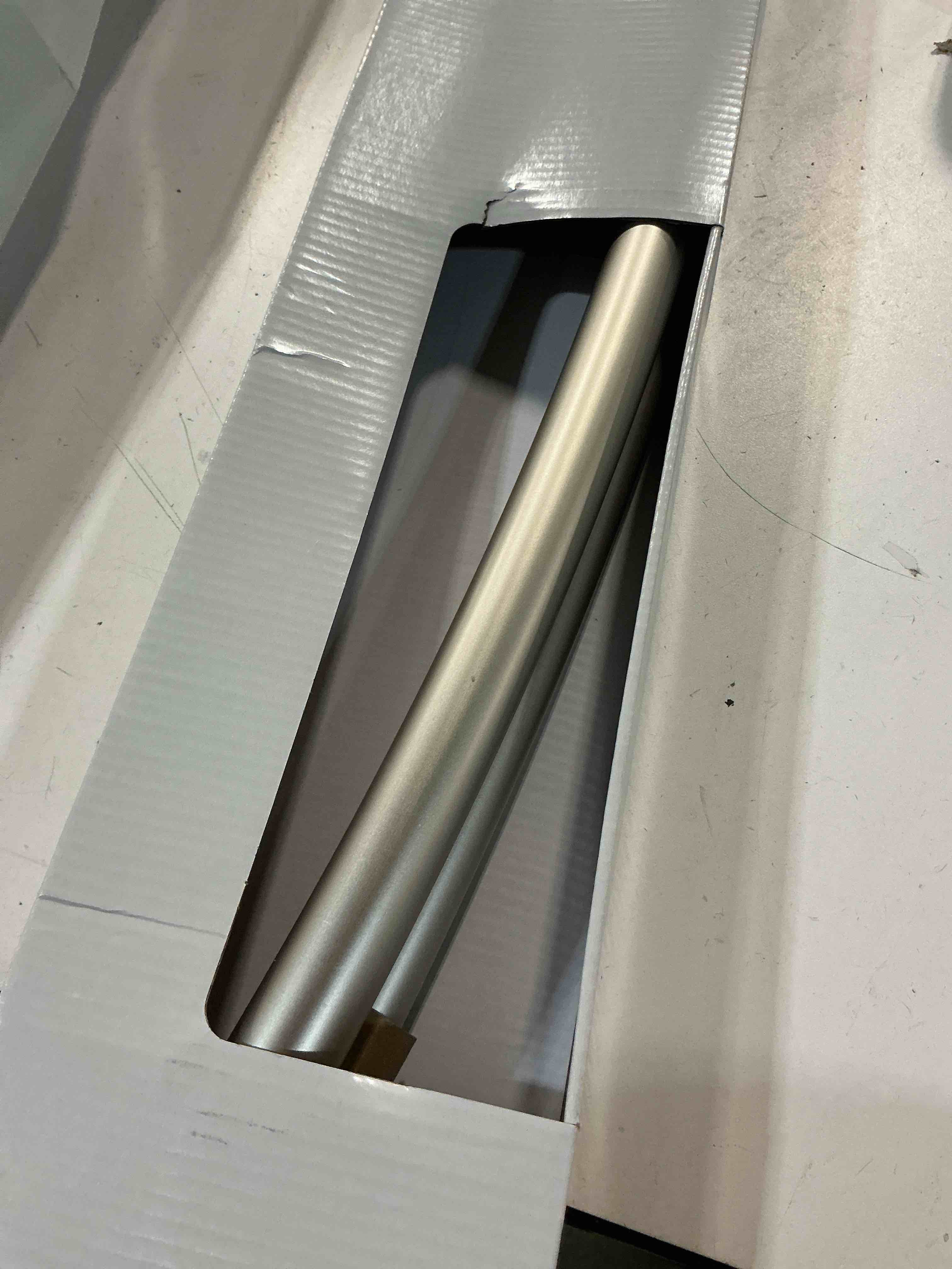 Condition photo showing Good Condition for adjustable curved shower rod, 42-72 inches extra wide shower curtain rod, rust proof, premium stainless steel, curved shower curtain rod for bathroom, need to drill, silver silver 42-72 inches