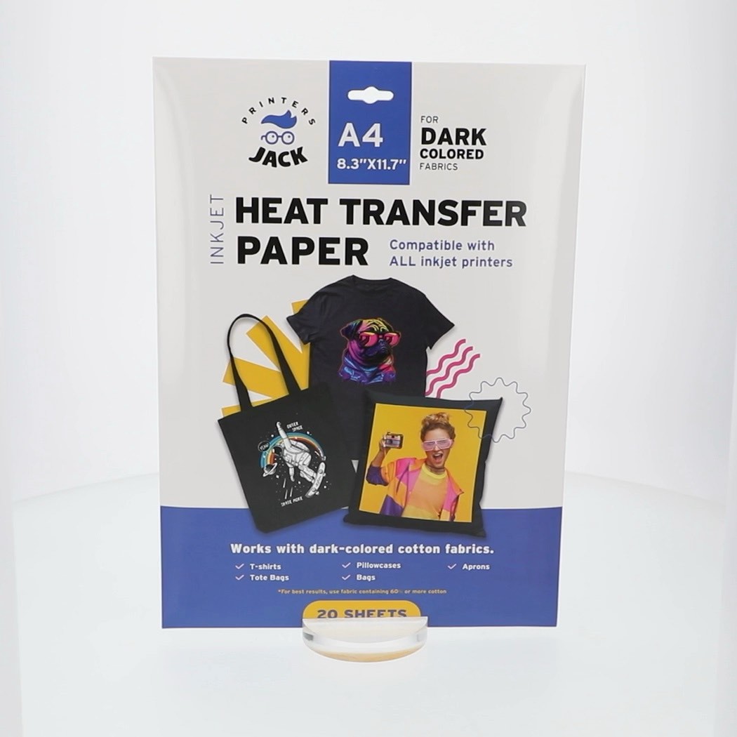 printers jack heat transfer paper compatible with all inkjet printers, 8.3 inches, dark coloured, 1 layer, 20 sheets