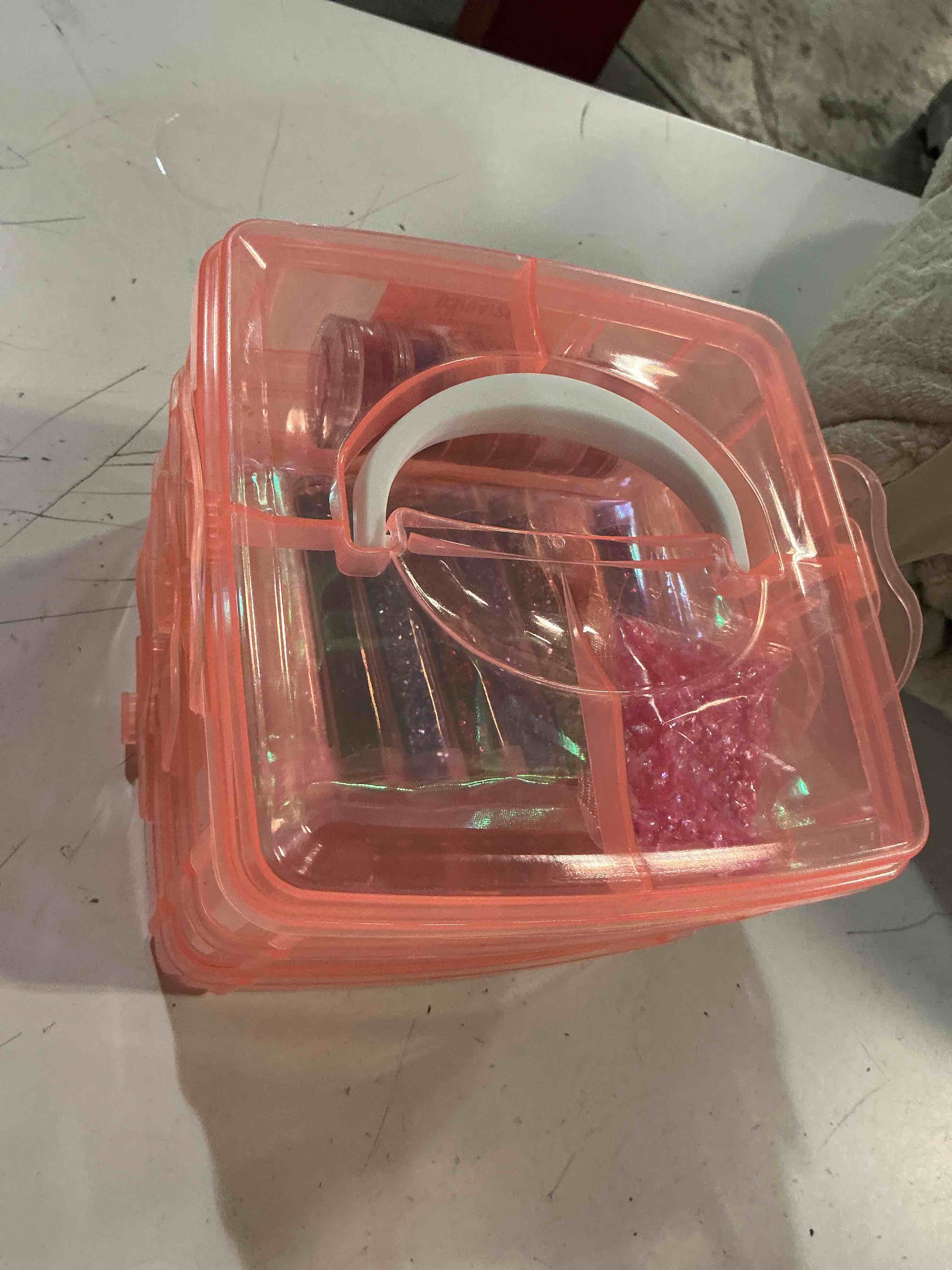 Condition photo showing Good Condition for cheers.us 3 layers 18 compartments craft organizer box plastic adjustable storage box case small storage container case for beads crafts jewelry sewing supply