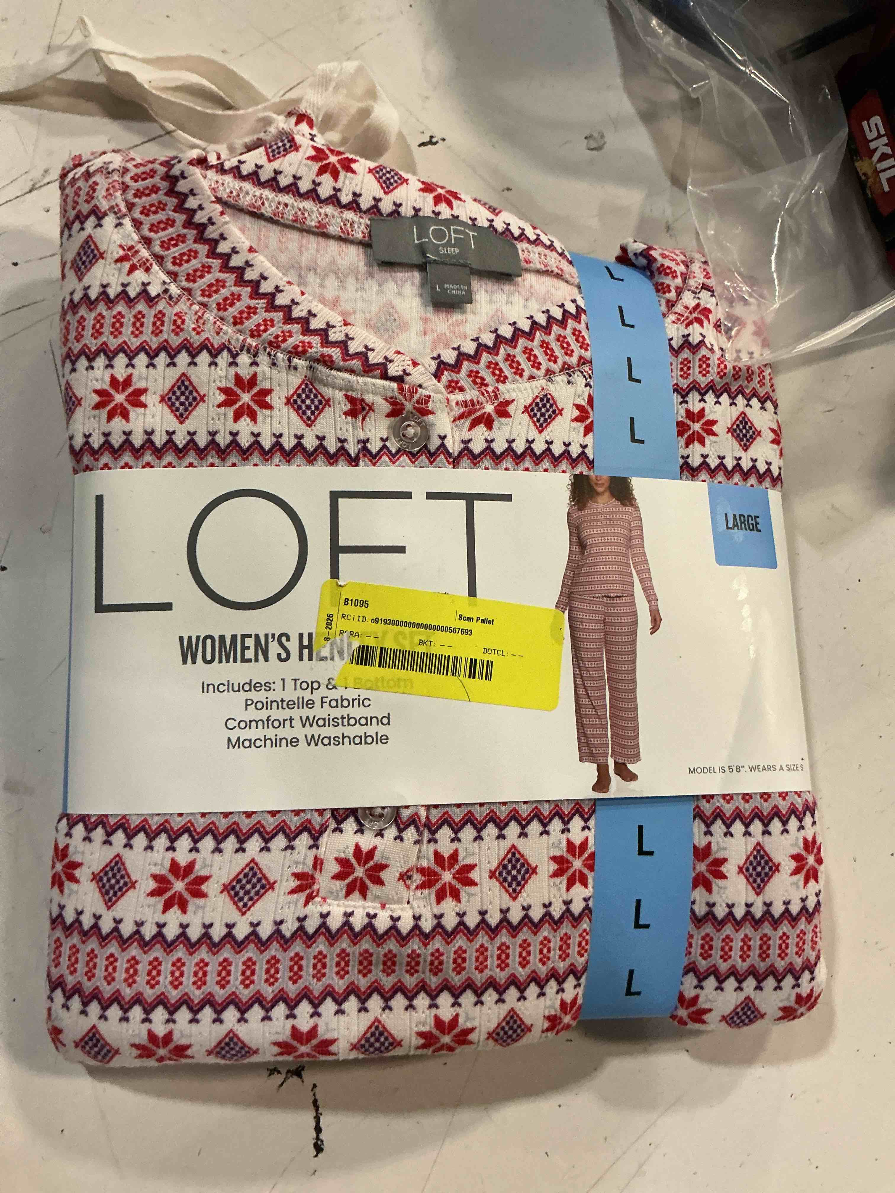 Condition photo showing Good Condition for loft women's 2-piece henley pointelle pajama set