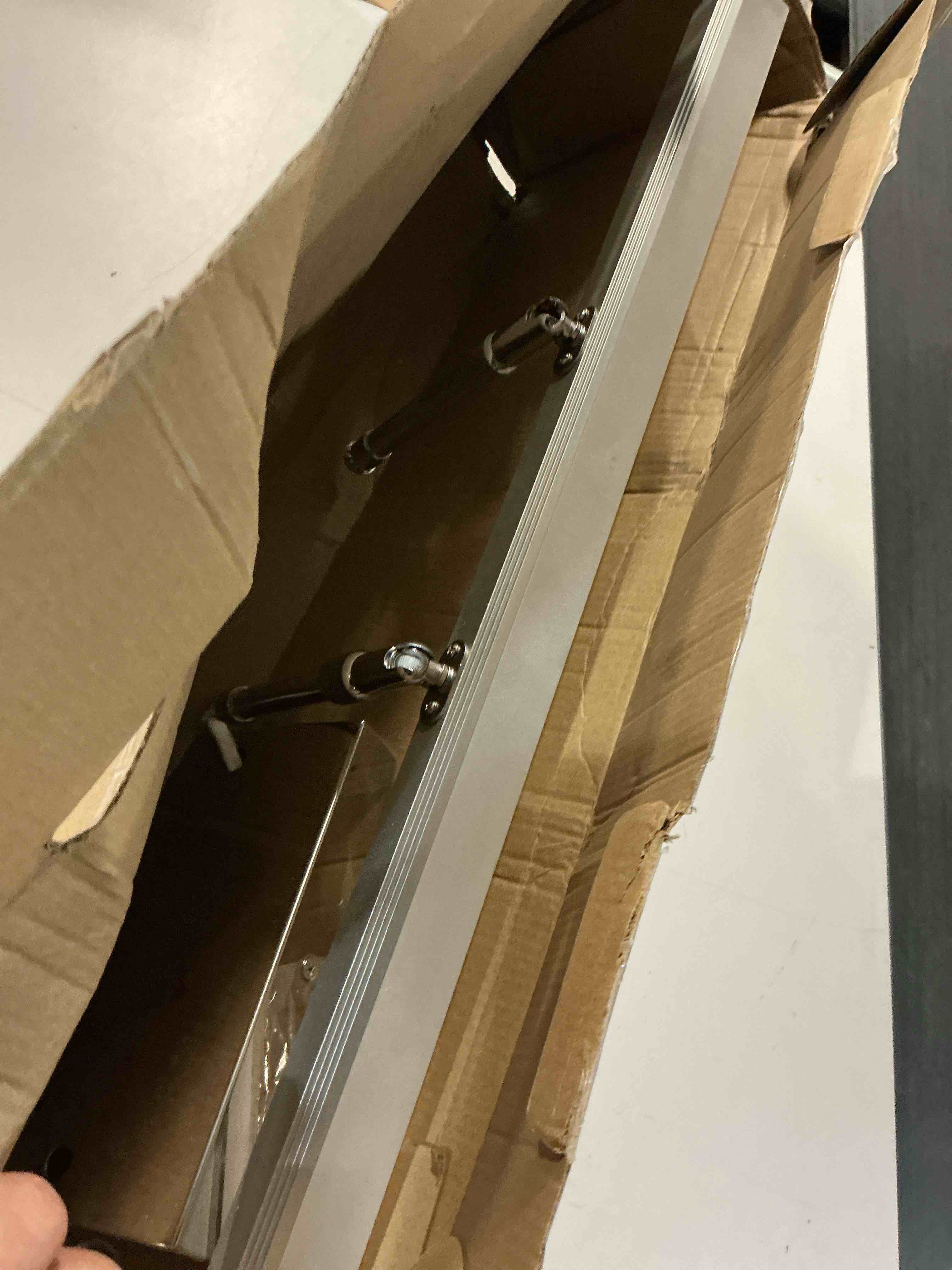 Condition photo showing As Is for aipsun 24 inch modern led vanity lights adjustable bathroom vanity light fixtures chrome bathroom light fixture over mirror 5500k chrome 23.6 in