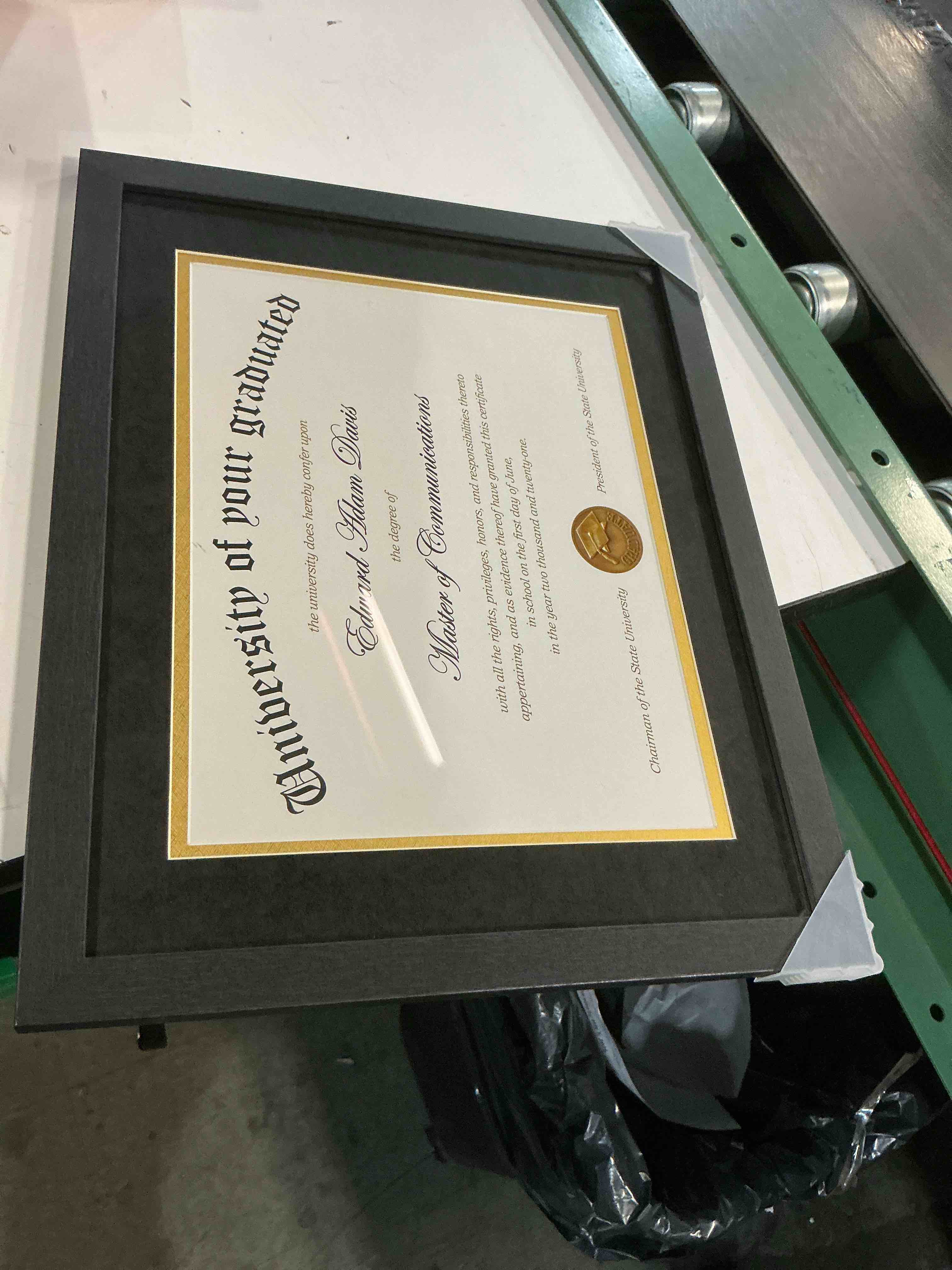 Condition photo showing New/Like New for upsimples 11x14 diploma frame certificate degree document frame with high definition glass, 8.5 x 11 with mat for wall and tabletop, black double mat, 1 pack black 1