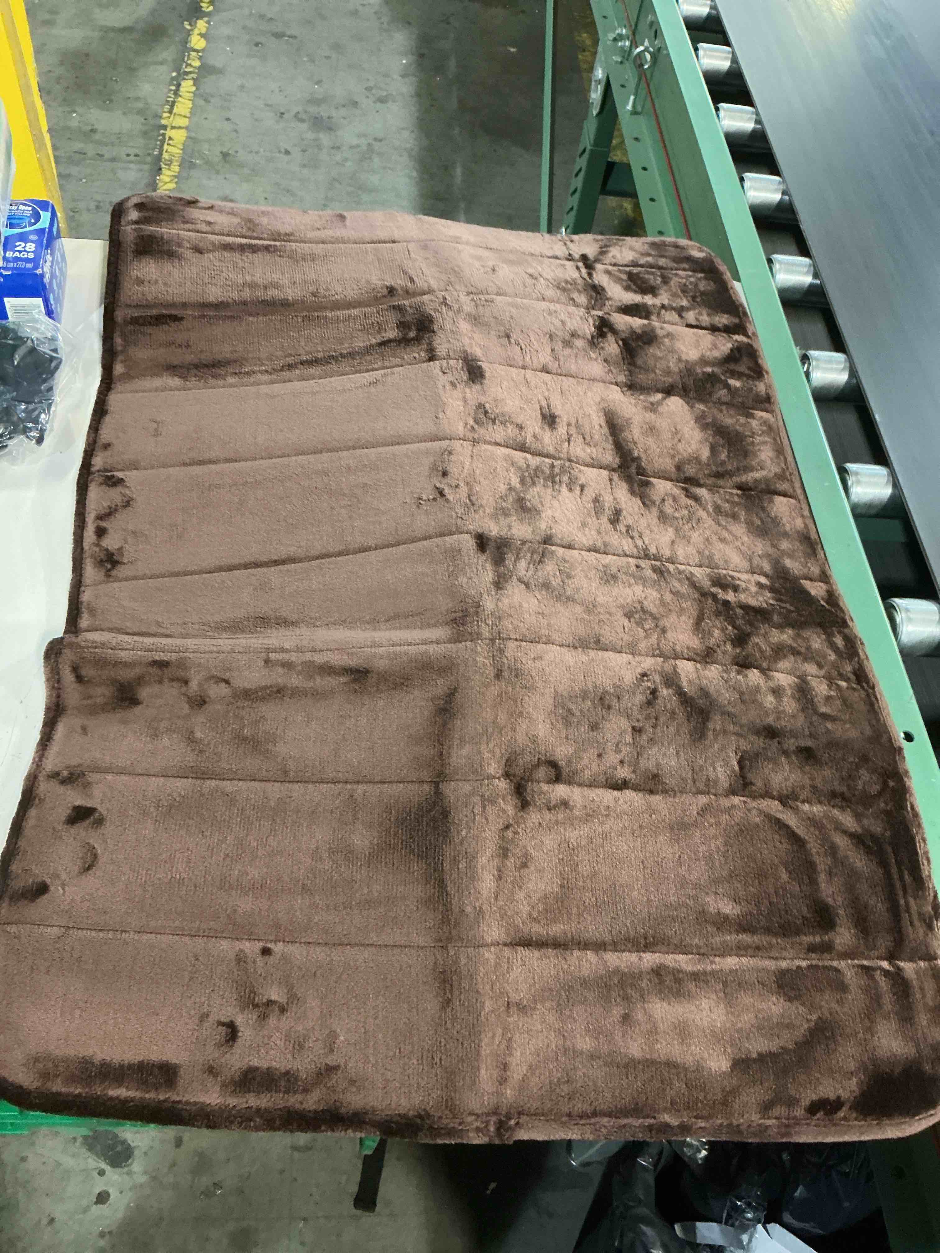 Condition photo showing Good Condition for gorilla grip memory foam bath mat, soft absorbent us designed bathroom rug, gripping dots machine washable bathmat, cushioned floor mats, shower sink rugs room décor accessories, 36x24 brown striped brown 36" x 24"