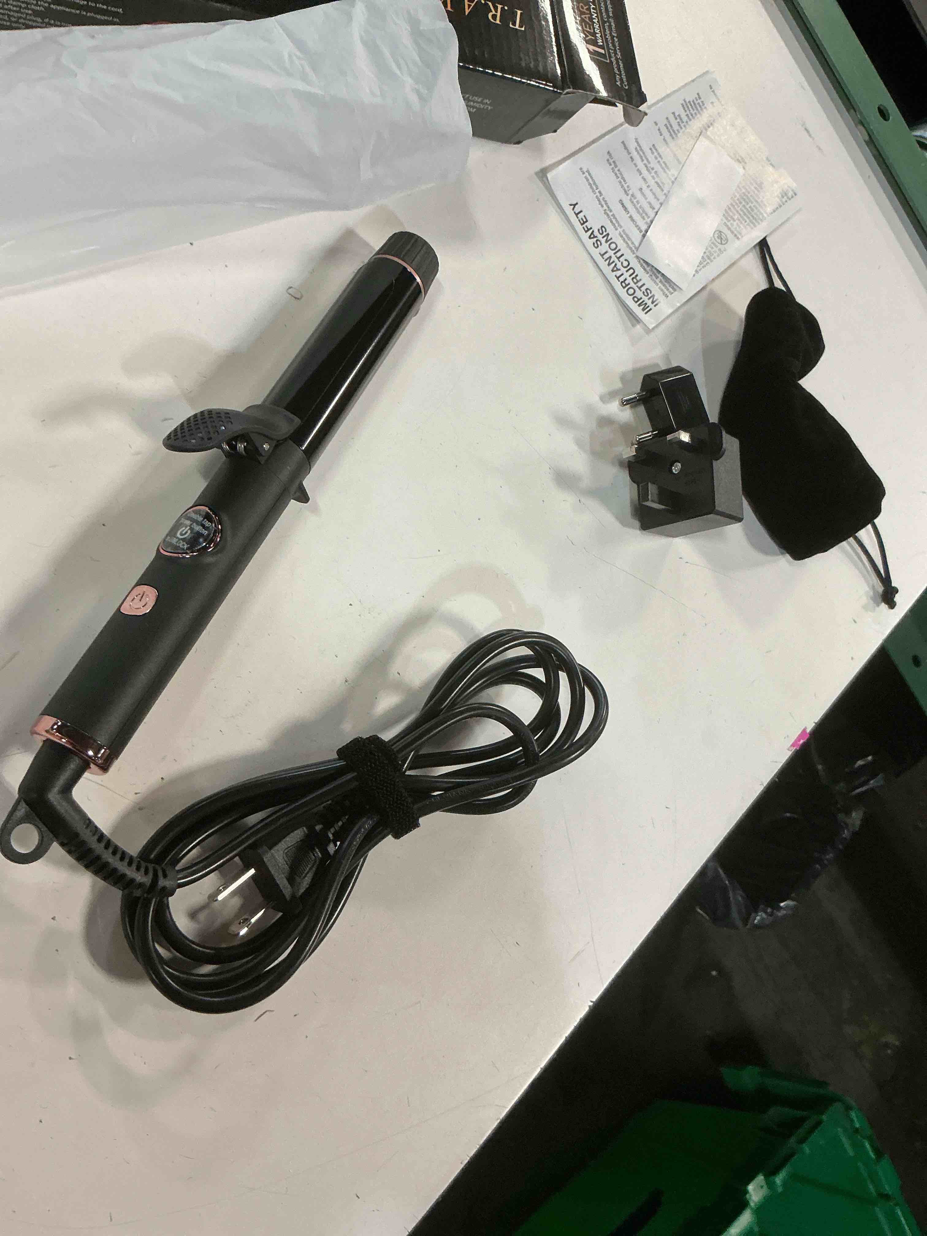 Condition photo showing Good Condition for mini travel curling iron for short hair, 1 inch small curling iron with dual voltage, 5 heat settings, temp memory & lock, auto-off, ceramic travel curling wand infused argan oil (rose gold)