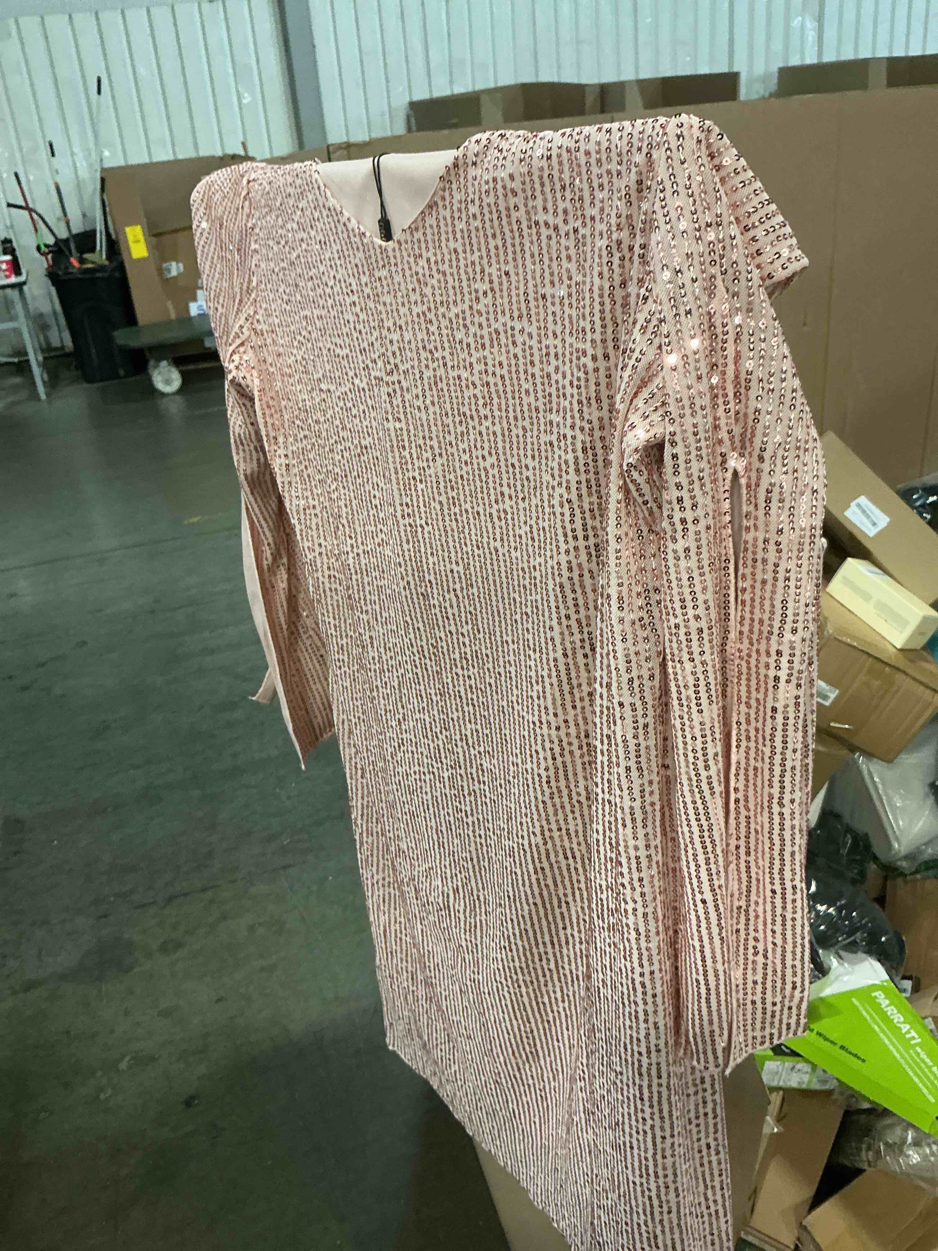 Condition photo showing Good Condition for cooan wedding guest cocktail & formal dresses for women - lace sequin prom evening dress champagne pink12-2 small