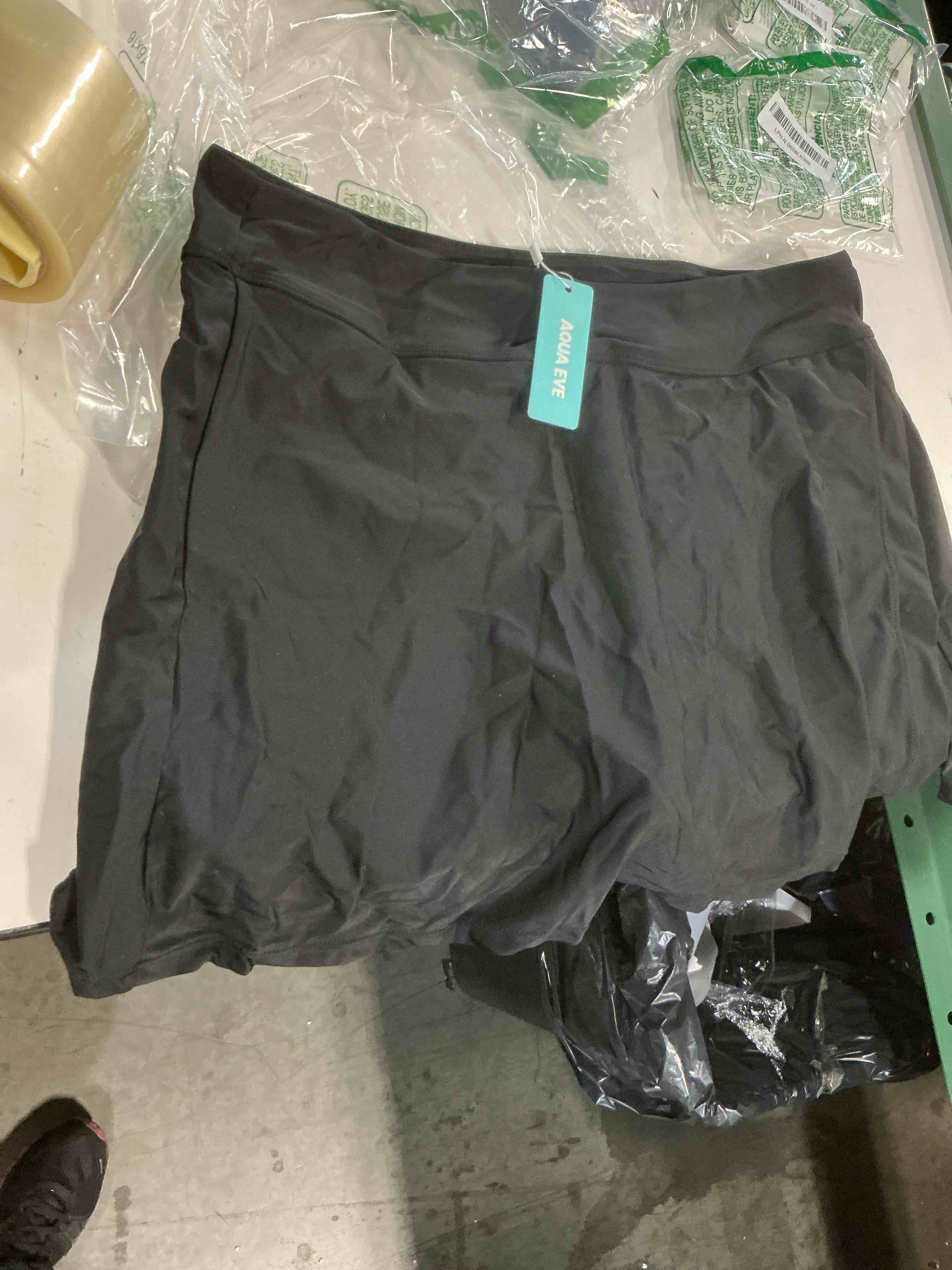 Condition photo showing New/Like New for anfilia women plus size swim skirt tummy control split swimsuit bottom high waisted swim suit skirt with pockets black 1x