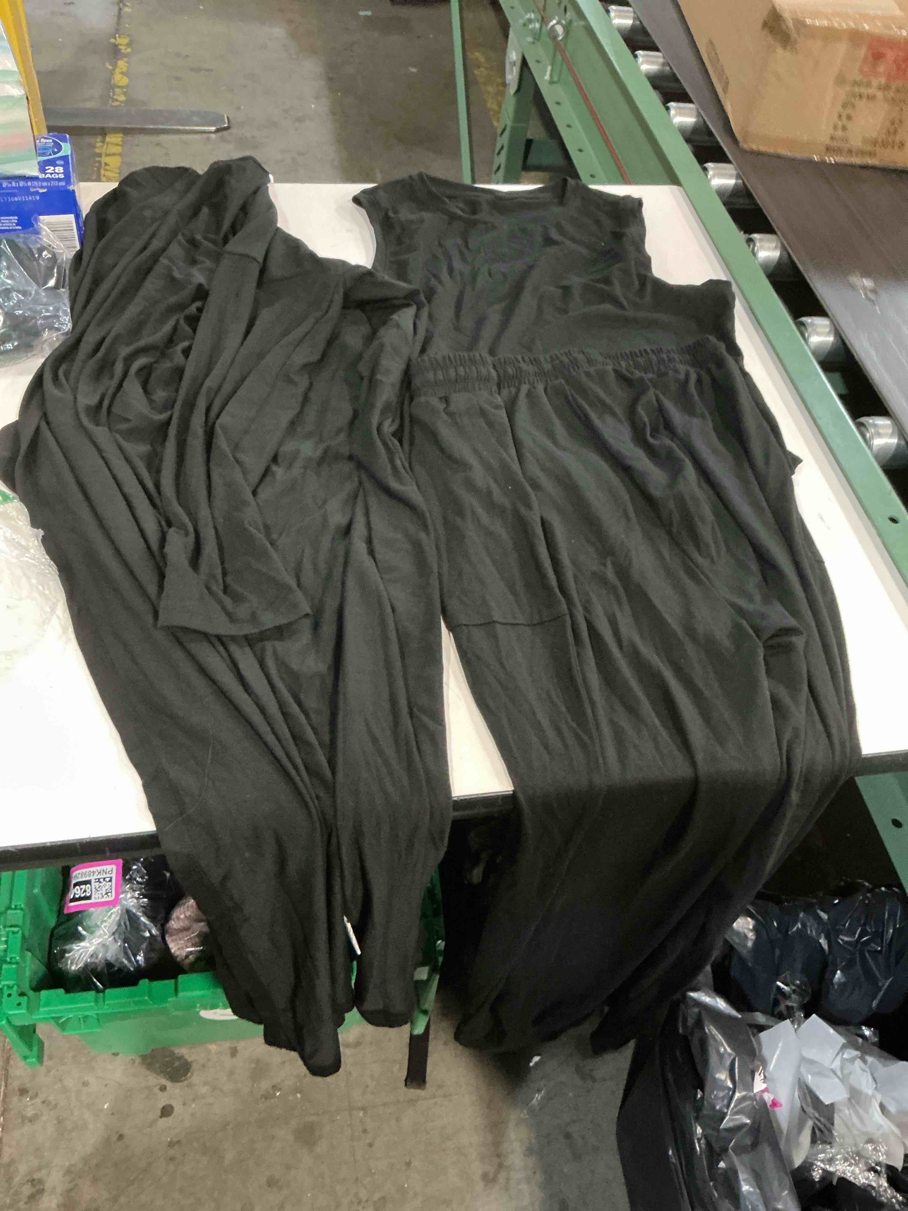 Condition photo showing New/Like New for kirundo 3 piece lounge sets for women airport travel vacation outfits spring cardigan matching sleeveless top jogger pants black large