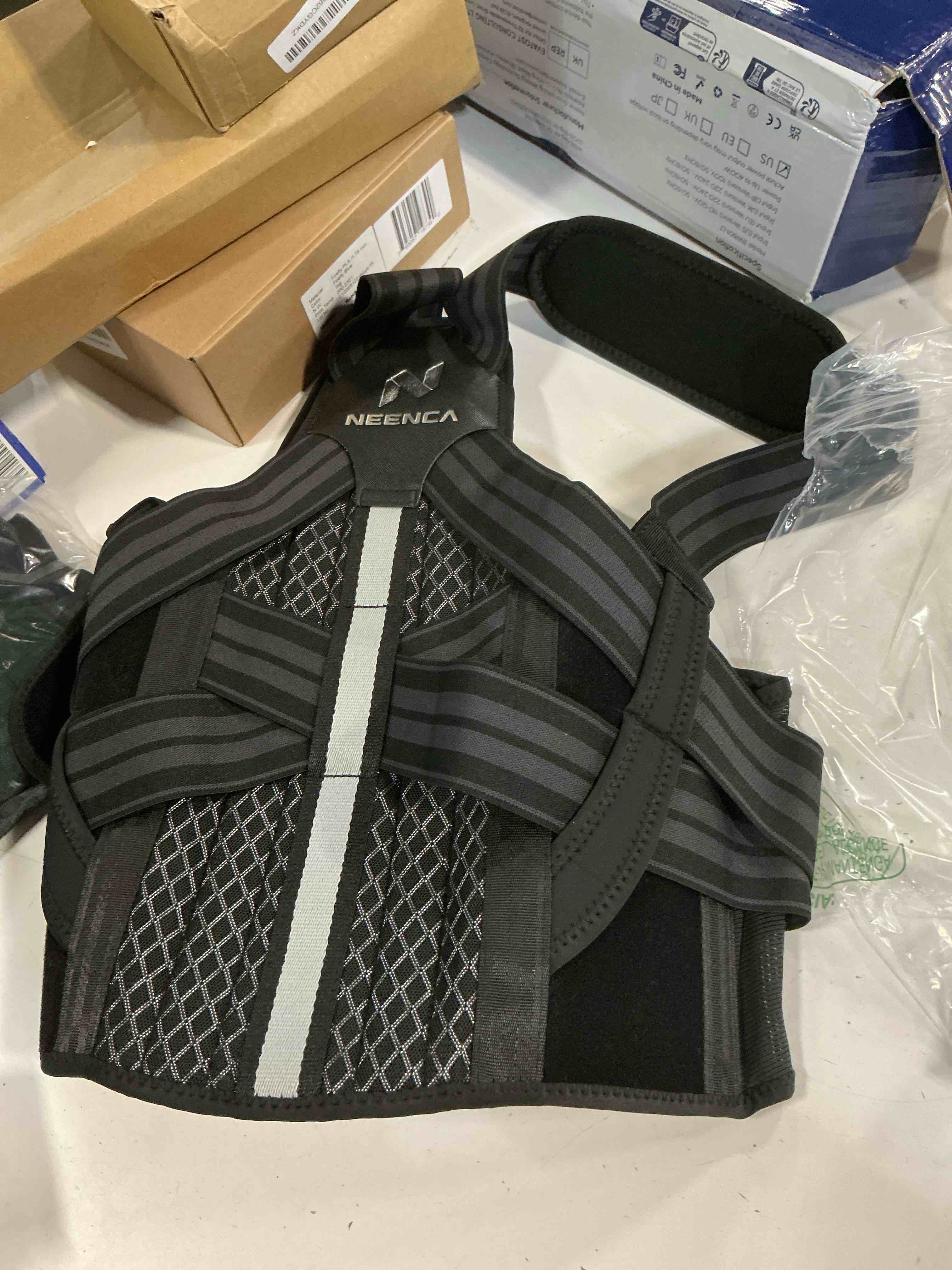 Condition photo showing Good Condition for neenca medical posture corrector back brace for women & men, fully adjustable back support, shoulder straightener for upper and lower back pain relief - scoliosis, hunchback, thoracic, spine corrector medium black-single