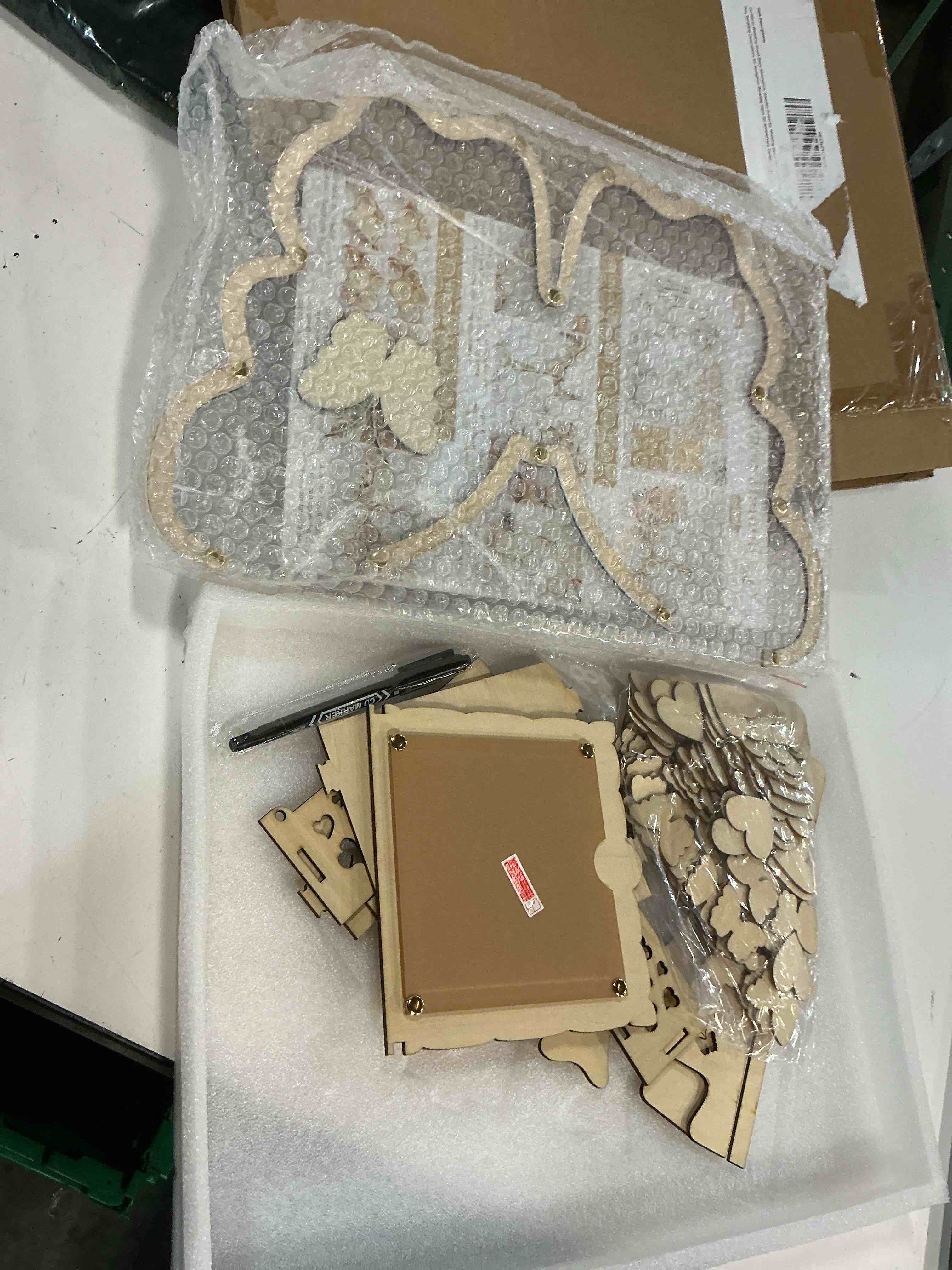 Condition photo showing New/Like New for ourwarm wedding guest book alternative, wooden butterfly wedding decor guest book with 50 hearts, 50 butterflies, marker pen, wedding decorations for reception wedding signs for anniversary, ceremony