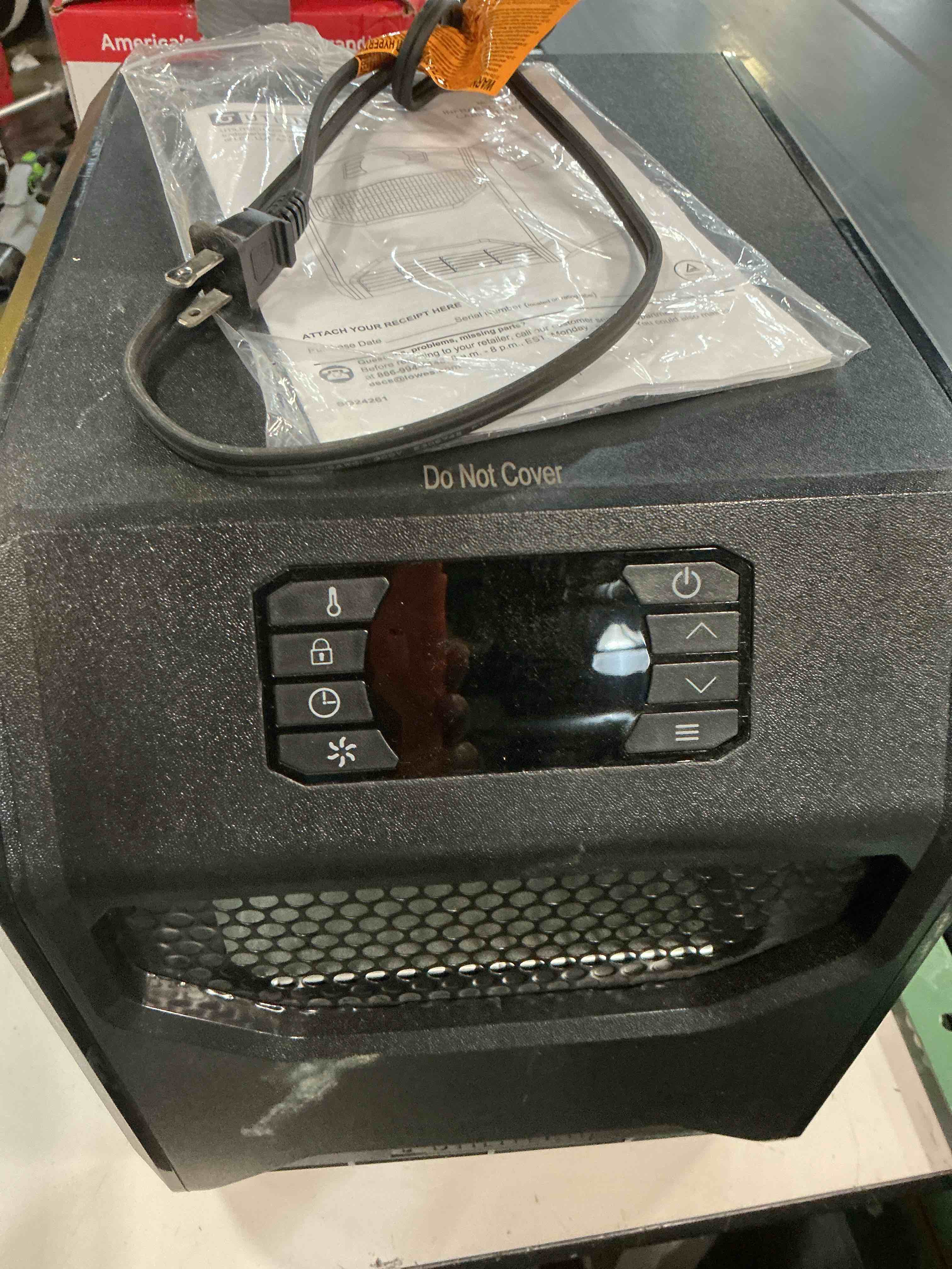 Condition photo showing As Is for utilitech 1500w cabinet heater 1500 -watt infrared quartz cabinet indoor electric space