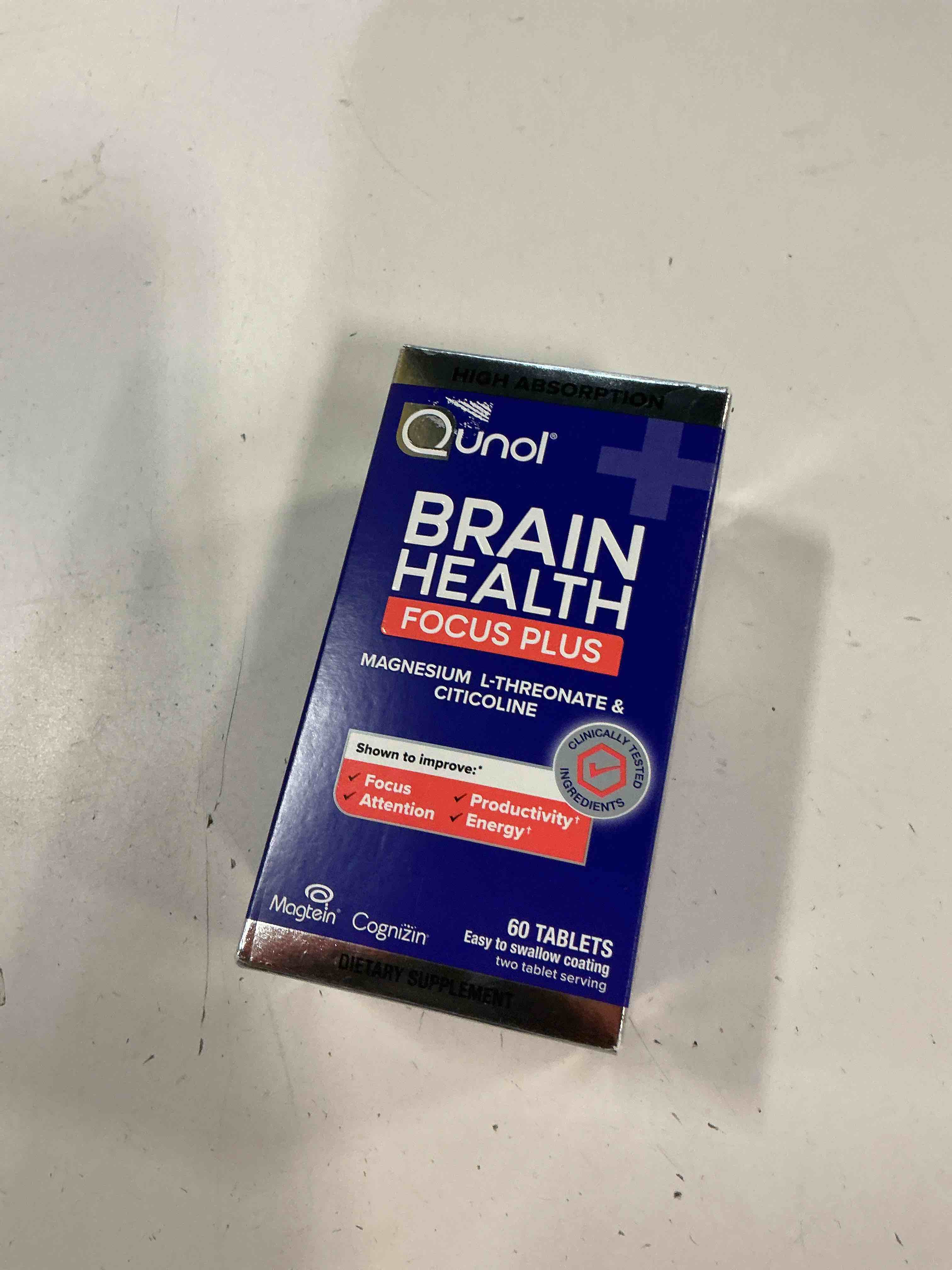 Condition photo showing New/Like New for exp 03/2027 qunol brain health focus plus 60 tablets