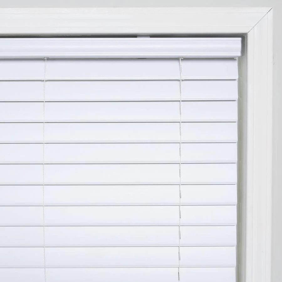 project source premium 2-in slat width 34-in x 64-in cordless white vinyl room darkening plantation blinds