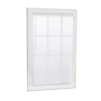  project source light filtering 1-in slat width 29-in x 64-in cordless white vinyl light filtering