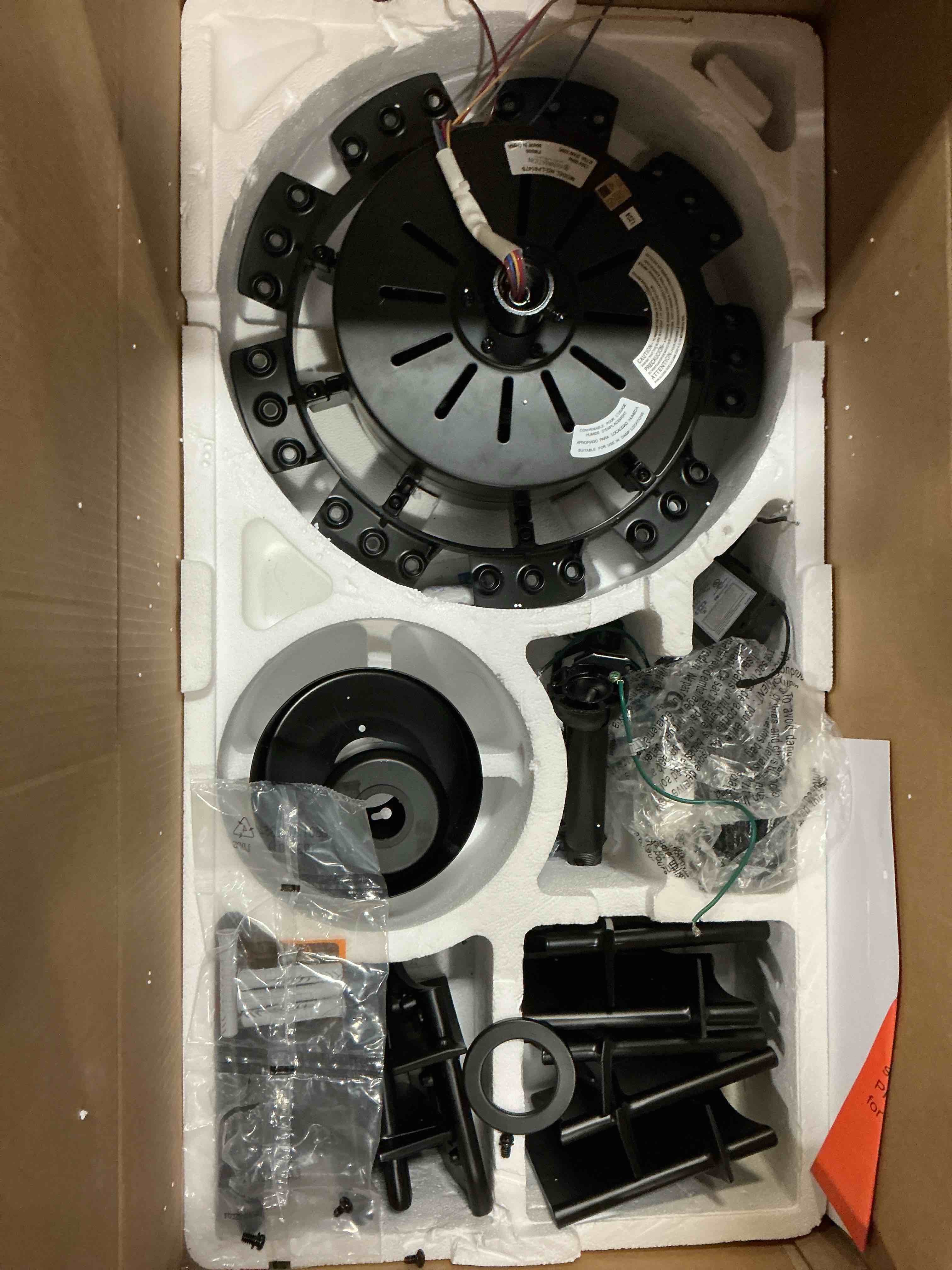 Condition photo showing As Is for fanimation 72 9 blade matte black ceiling fan
