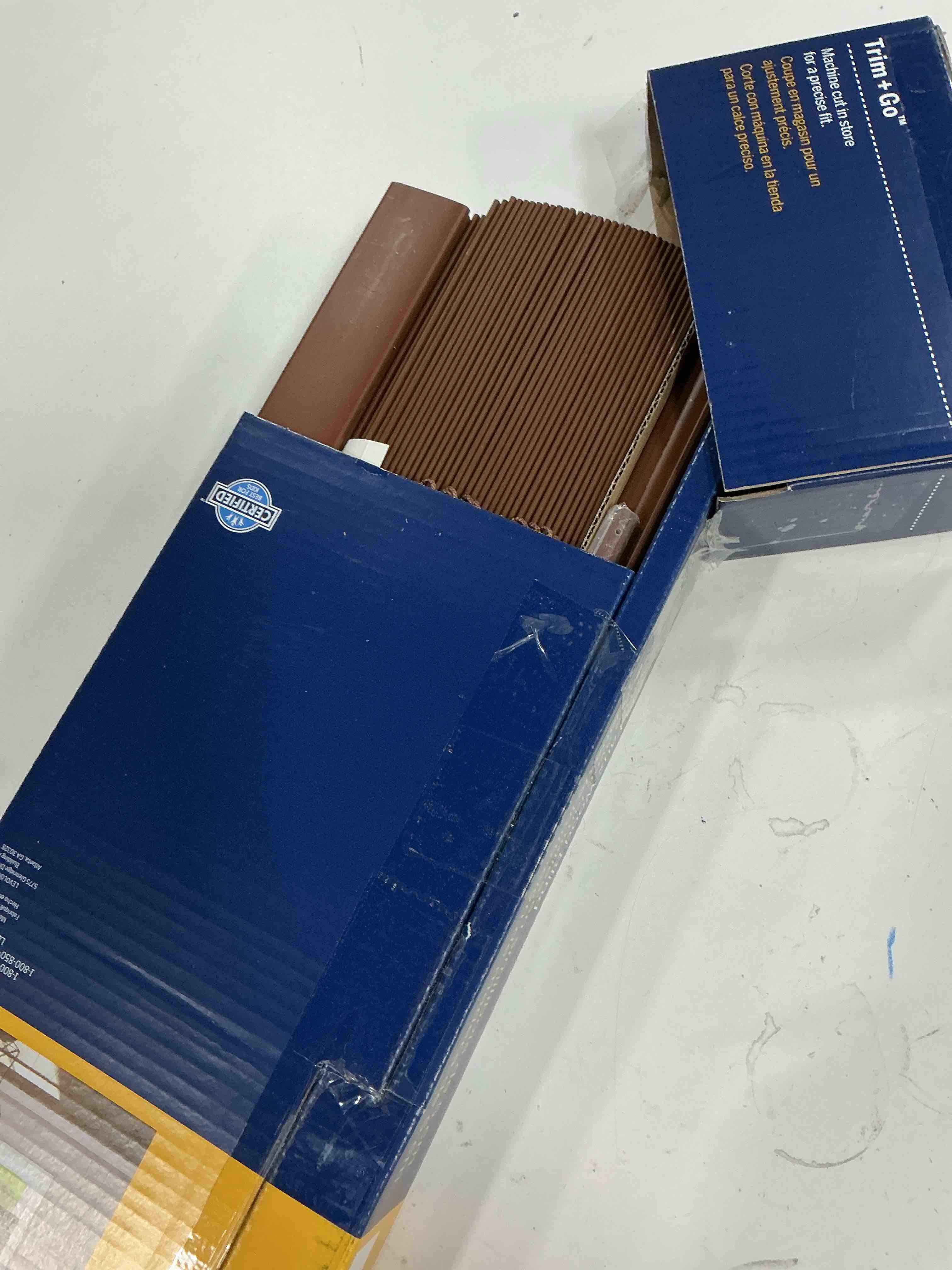 Condition photo showing Good Condition for levolor trim+go 2-in cordless walnut faux wood room darkening blinds (common: 31-in; actual: 30.5-in x 64-in)