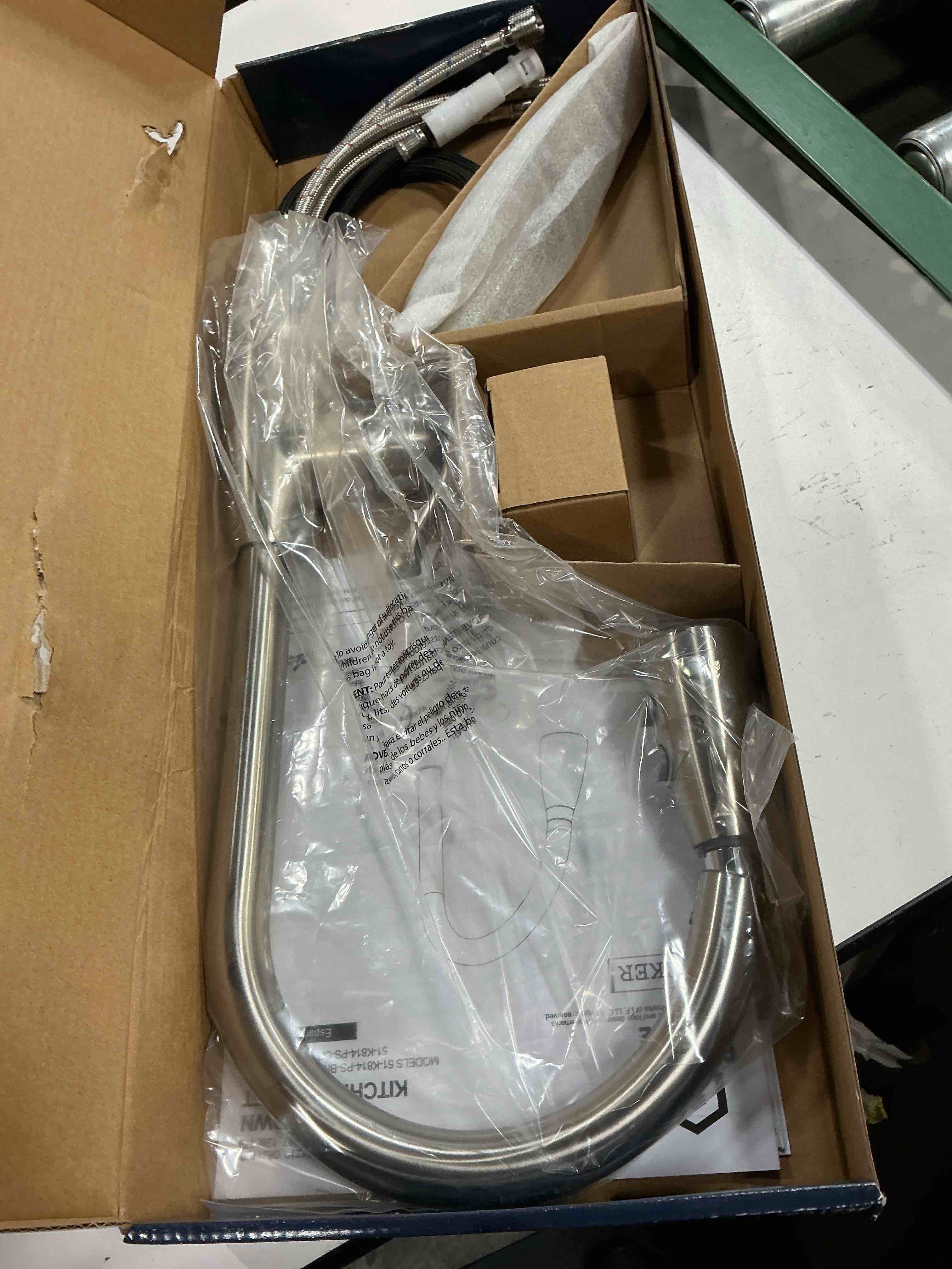 Condition photo showing Good Condition for project source brushed nickel 2-handle deck mount pull-down kitchen faucet