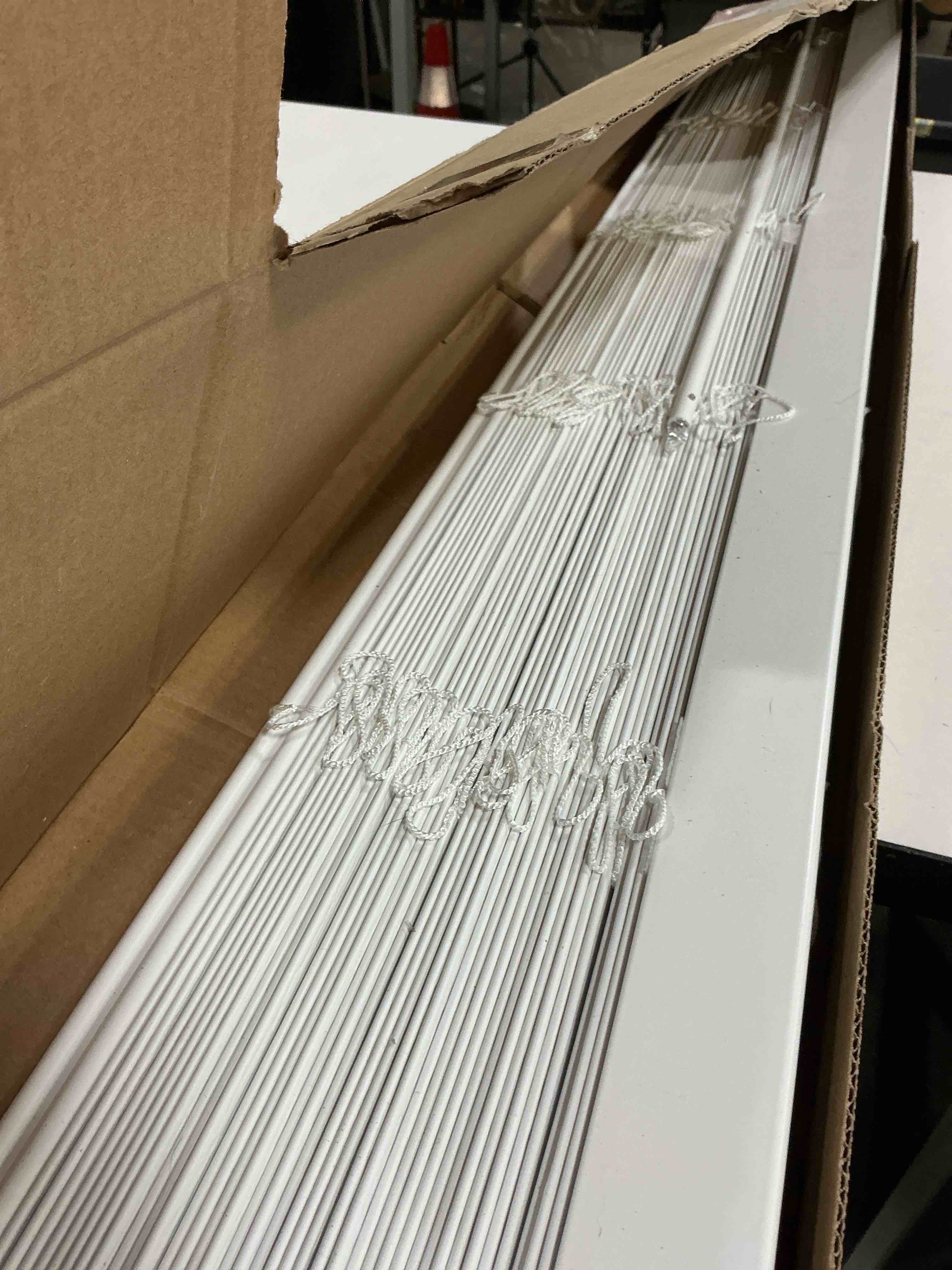 Condition photo showing Good Condition for allen + roth 2-in slat width 54-in x 72-in cordless white faux wood room darkening horizonta
