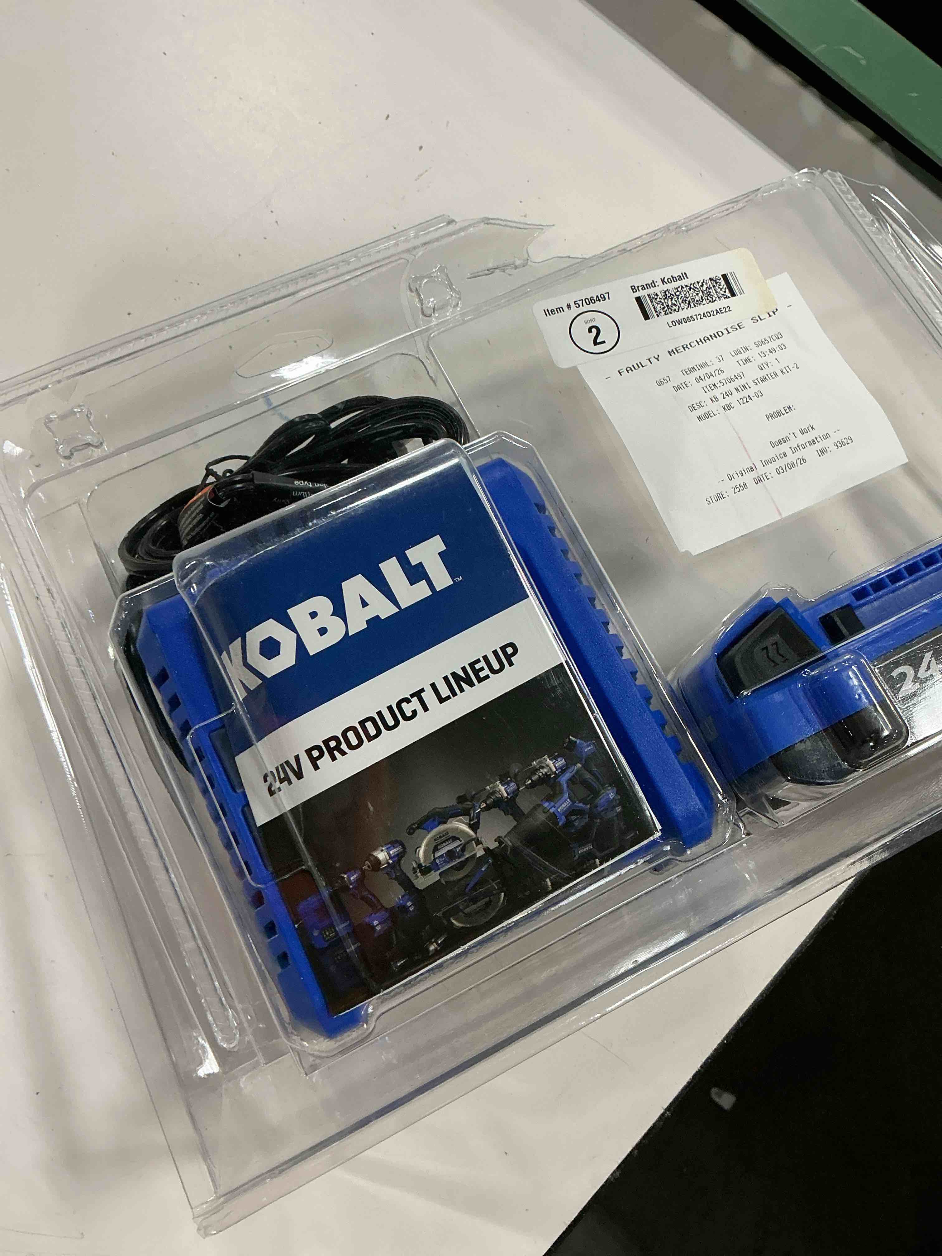Condition photo showing Good Condition for kobalt 24 -volt 1 -pack lithium-ion ( 2 ah battery and charger )