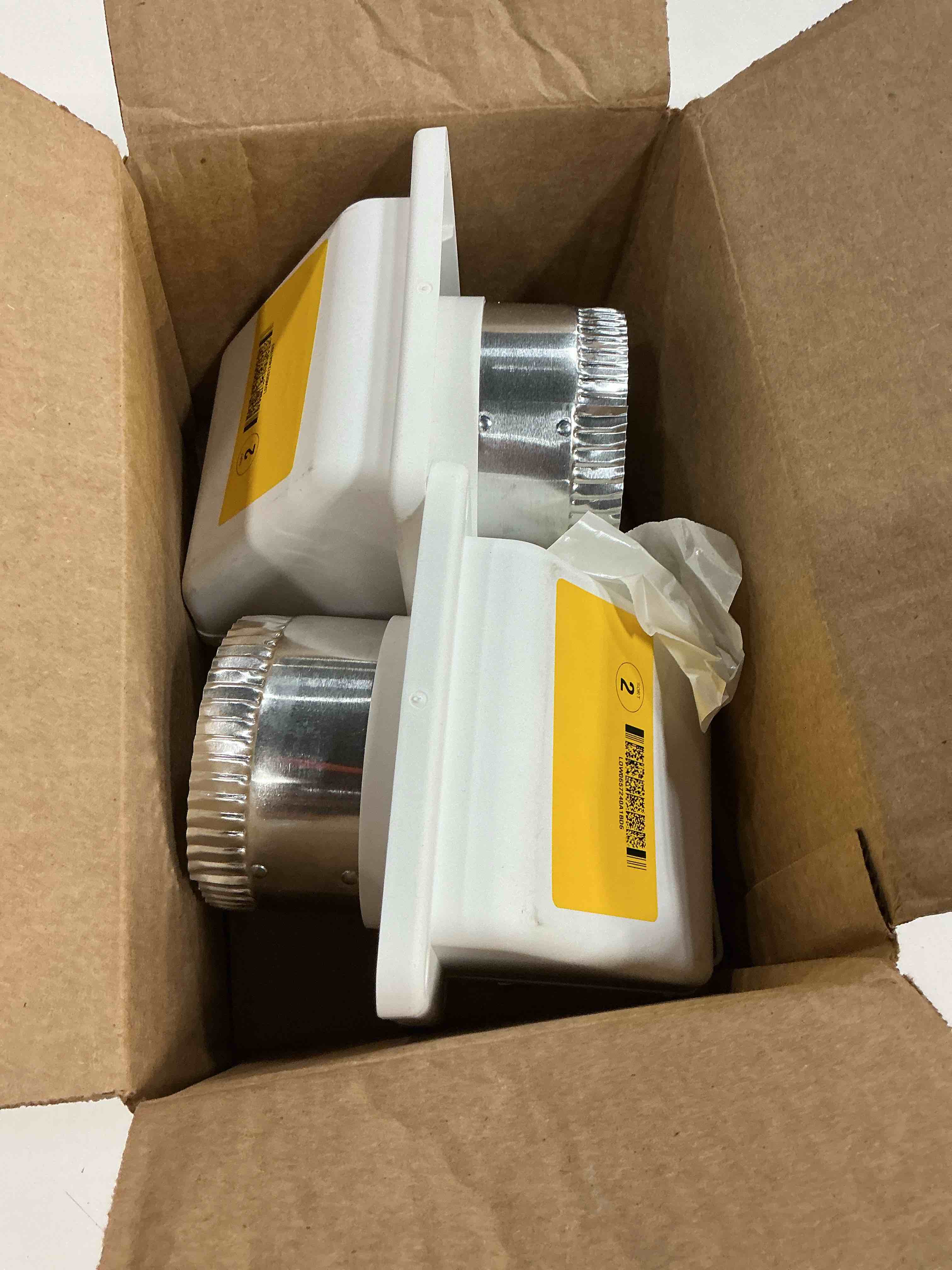 Condition photo showing As Is for 4 in. white plastic under eave vent with weather damper