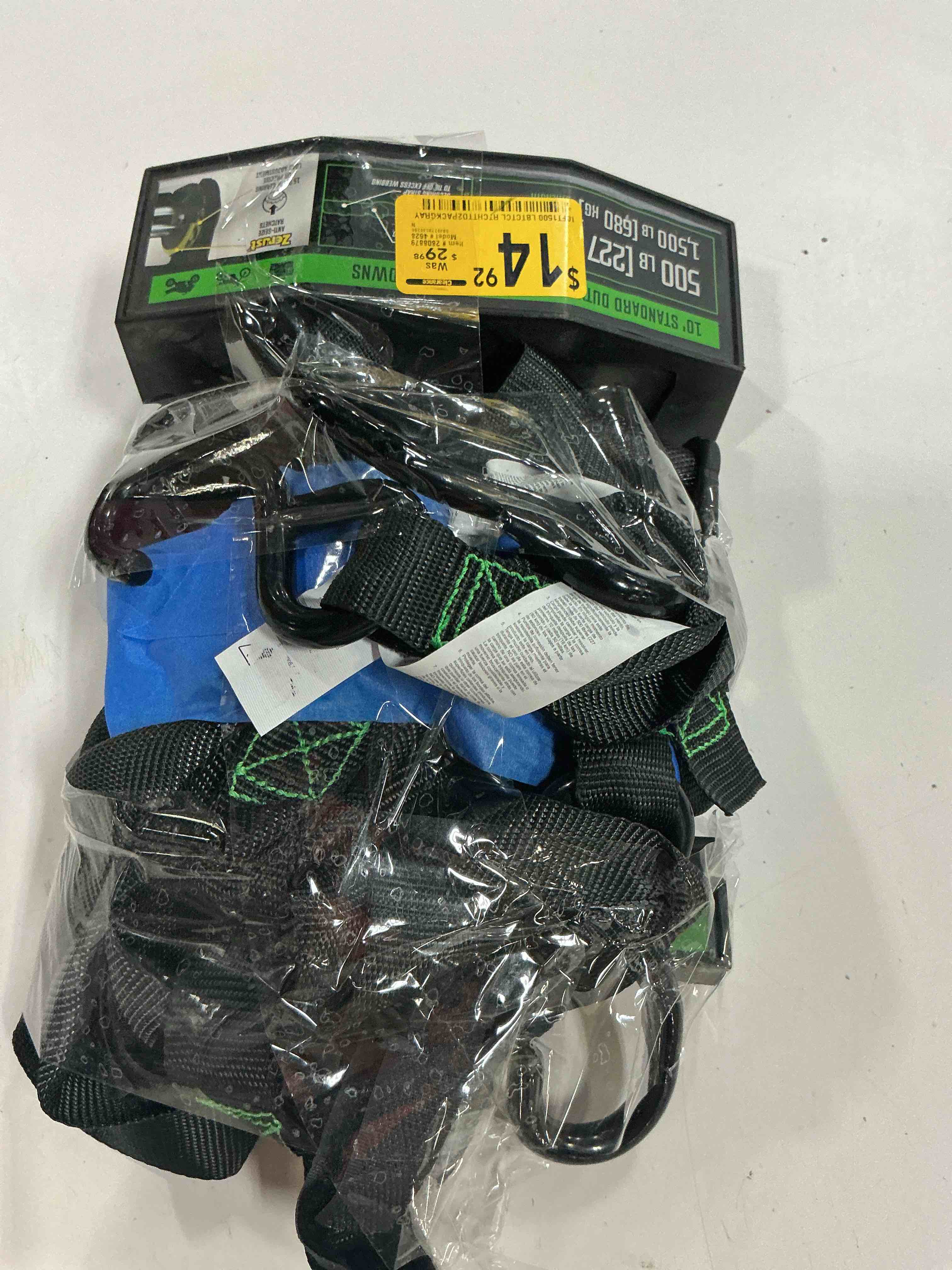 Condition photo showing As Is for smartstraps 1 in. x 10 ft. green tactical standard duty ratchet tie down straps  500 lb. safe work load - 2 pack