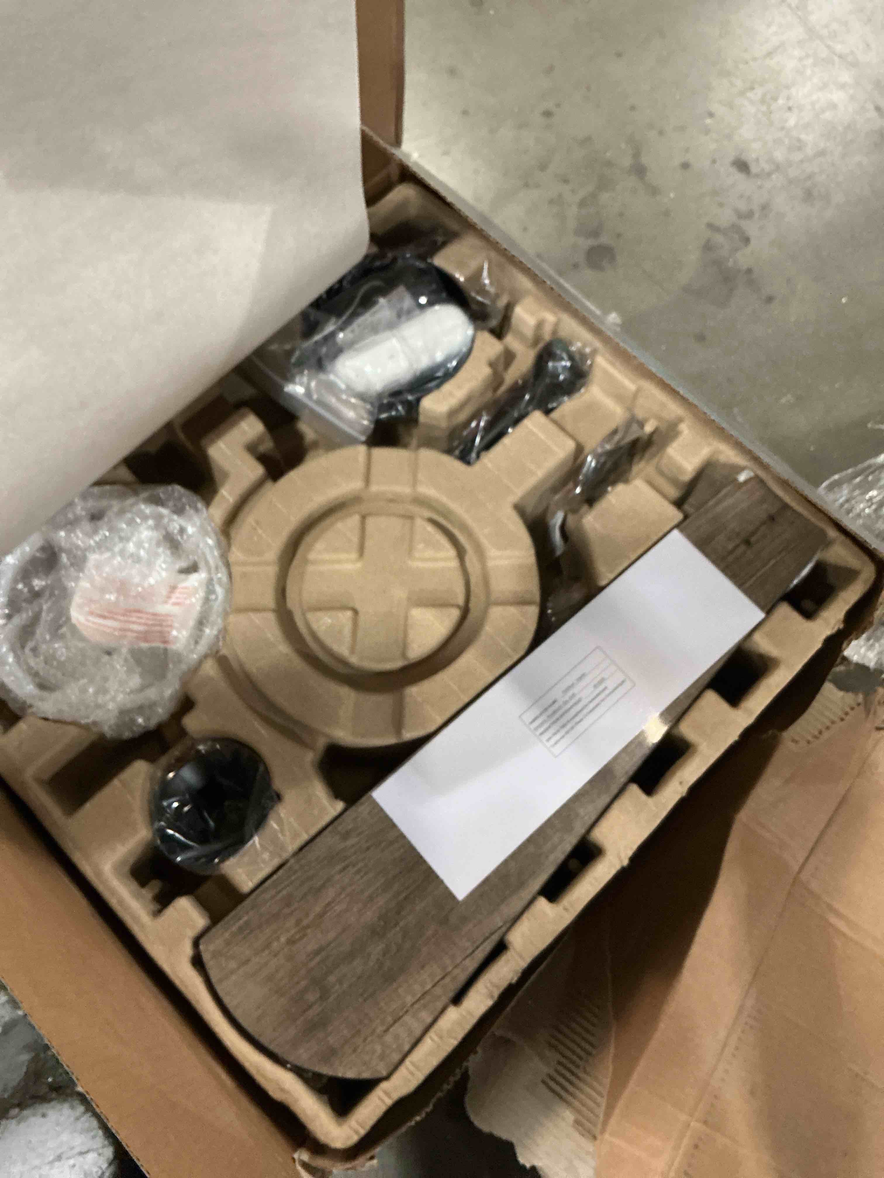 Condition photo showing As Is for harbor breeze henderson 60-in matte black led indoor ceiling fan with light remote (10-blade)