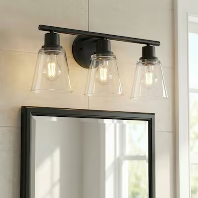  500+ bought last week project source reno 18-in 3 light matte black transitional bathroom vanity light