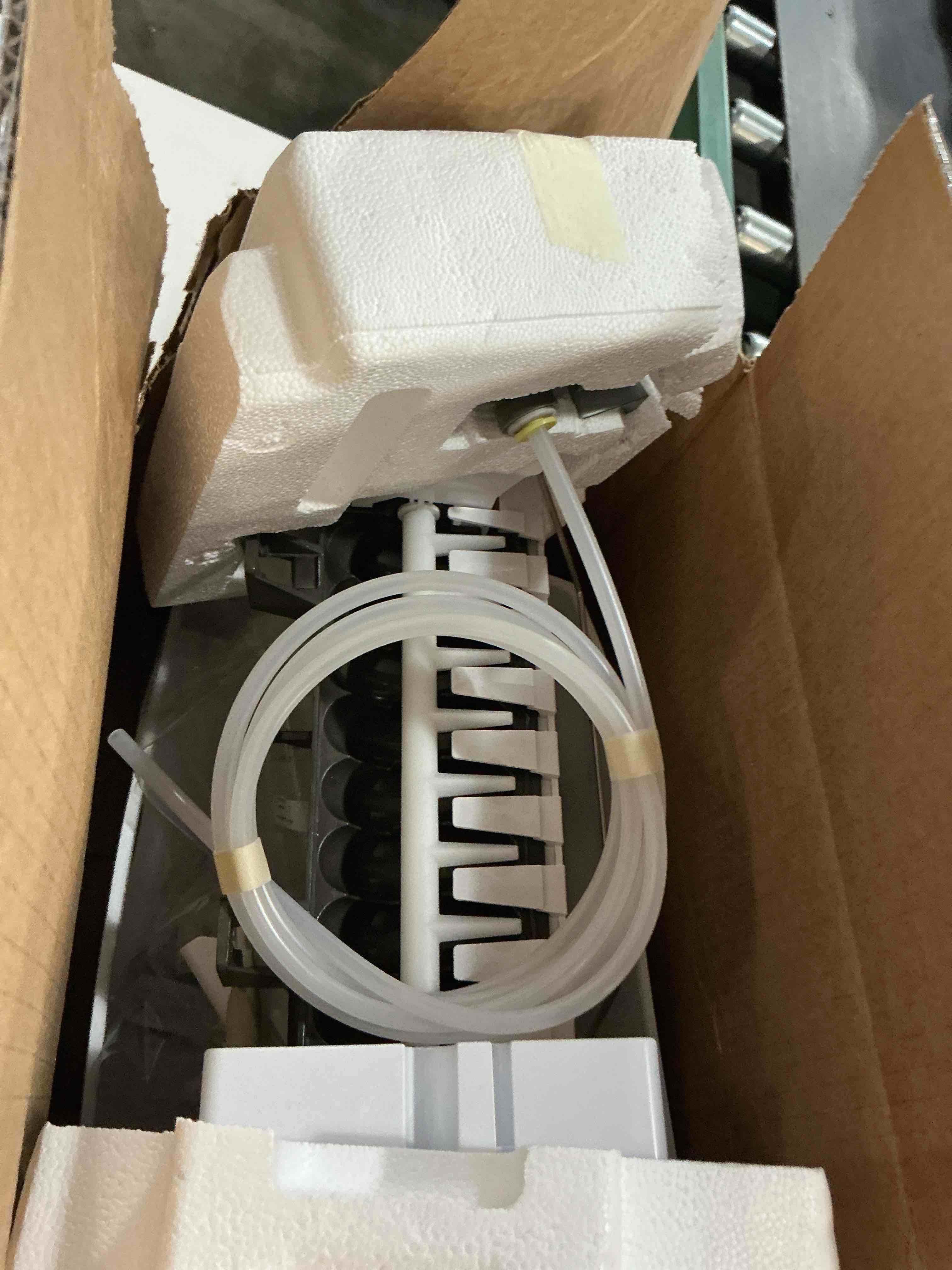 Condition photo showing As Is for icemaker kit for most whirlpool bottom-mount refrigerators - white