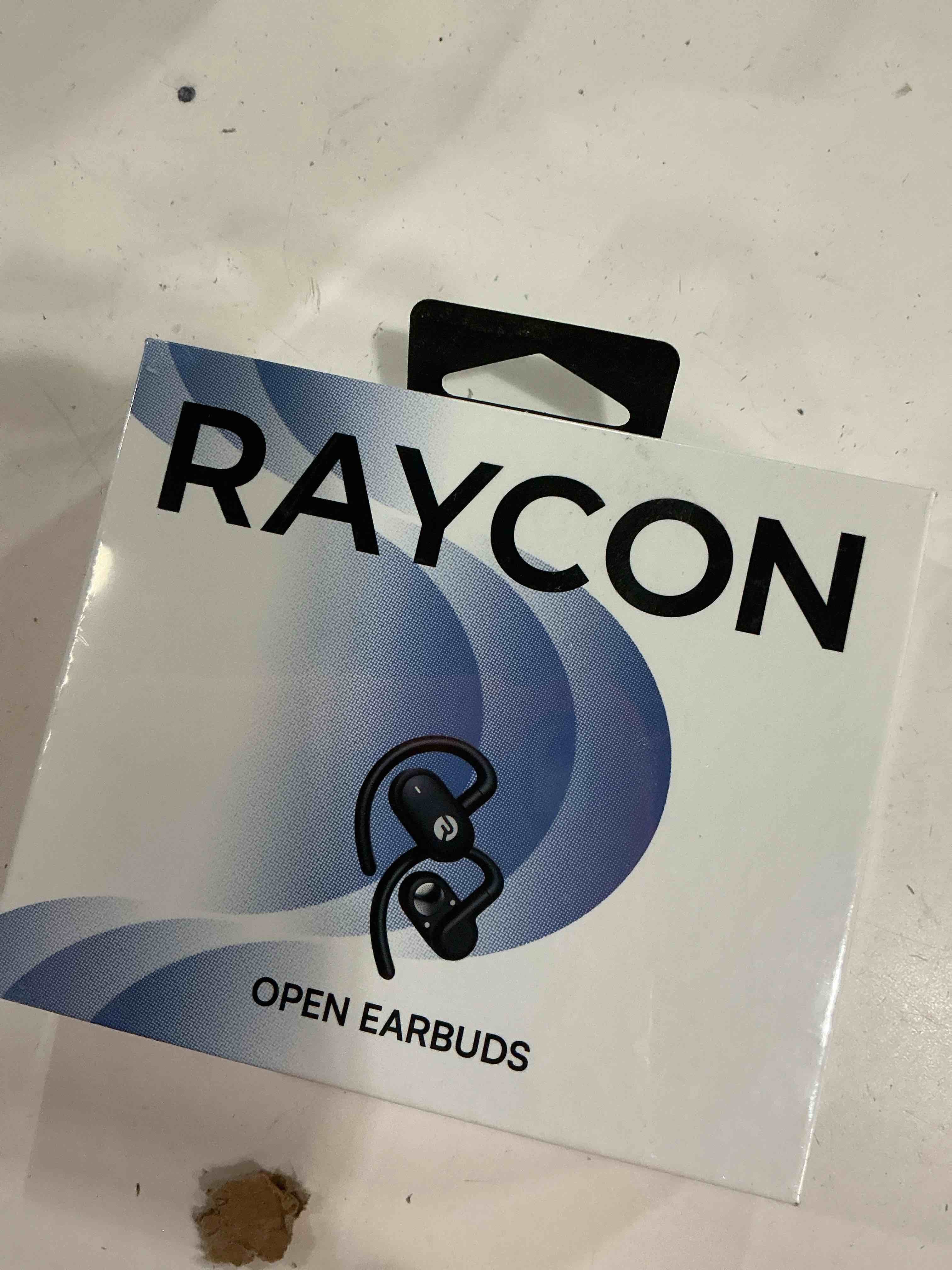 Condition photo showing New/Like New for raycon fitness open ear earbuds – open ear headphones, earbuds wireless bluetooth, running headphones, sweat & water-resistant earphones, 40 hours battery life (black)