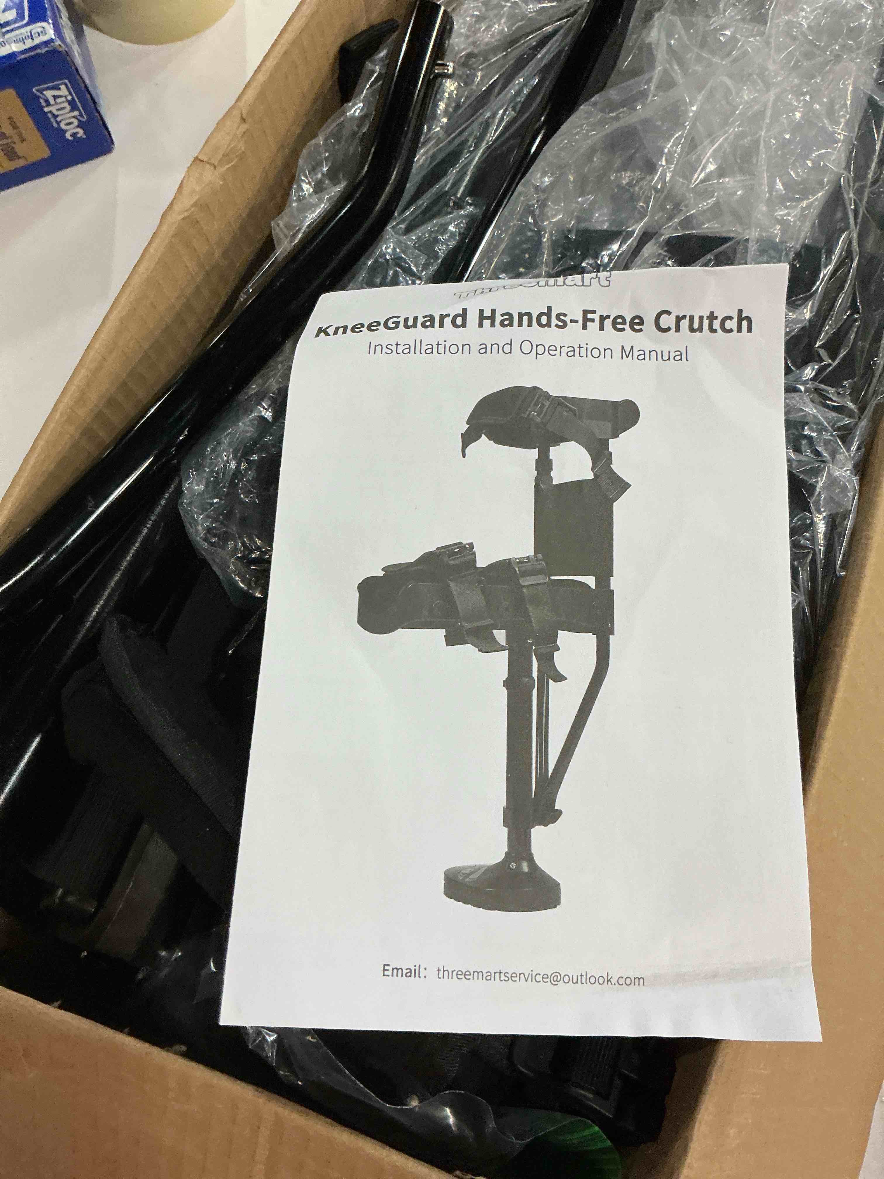 Condition photo showing Good Condition for hands free crutch with double-layer cushion, knee crutches for adults for foot surgery, substitutes for crutches and knee scooters, not for elderly or balance-impaired