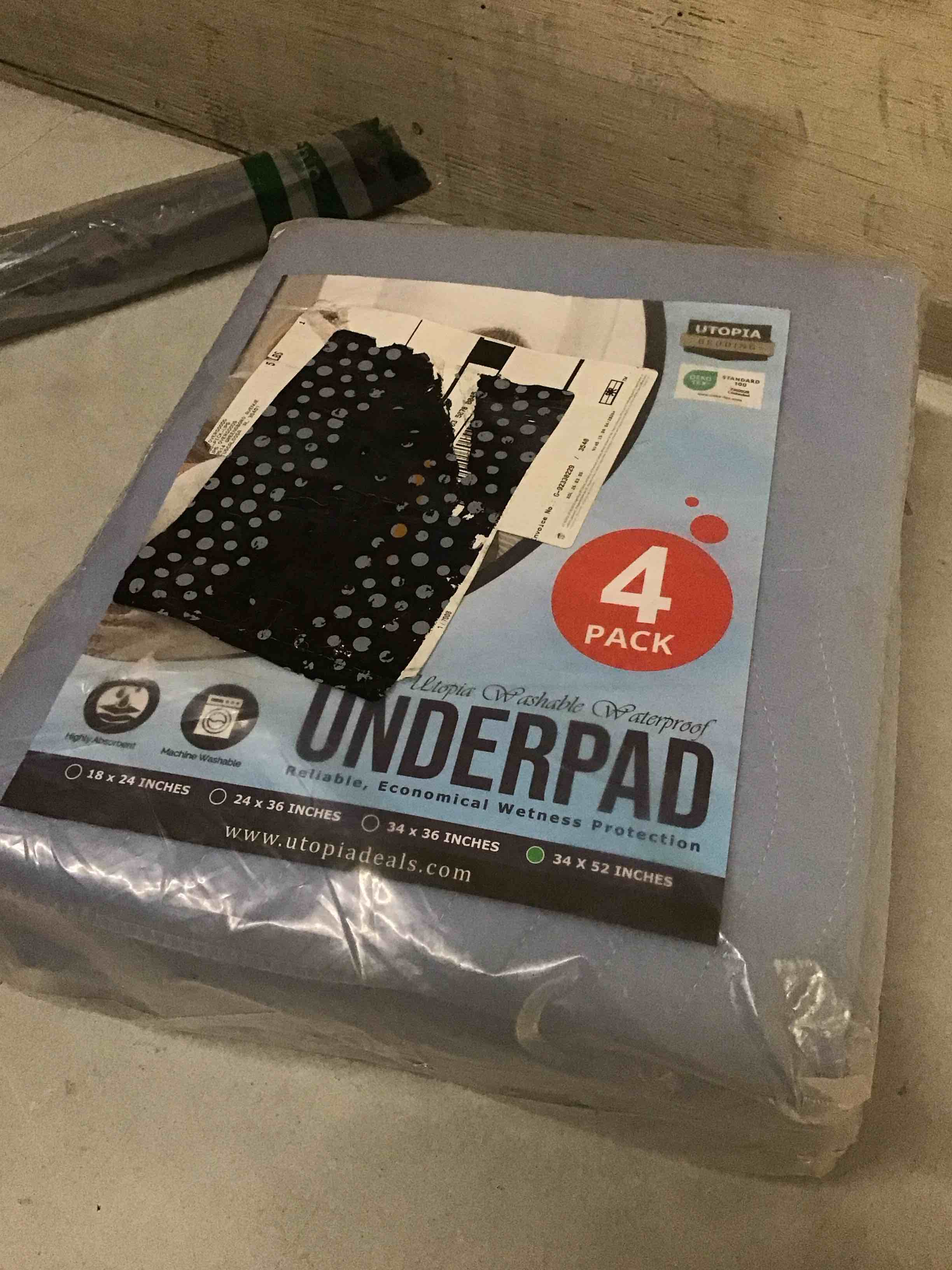 Condition photo showing New/Like New for utopia bedding washable underpads 34" x 52" (pack of 4), waterproof reusable heavy absorbency incontinence bed pads for adults, kids, elderly and pets, bedwetting pads for sofa and couch (blue)