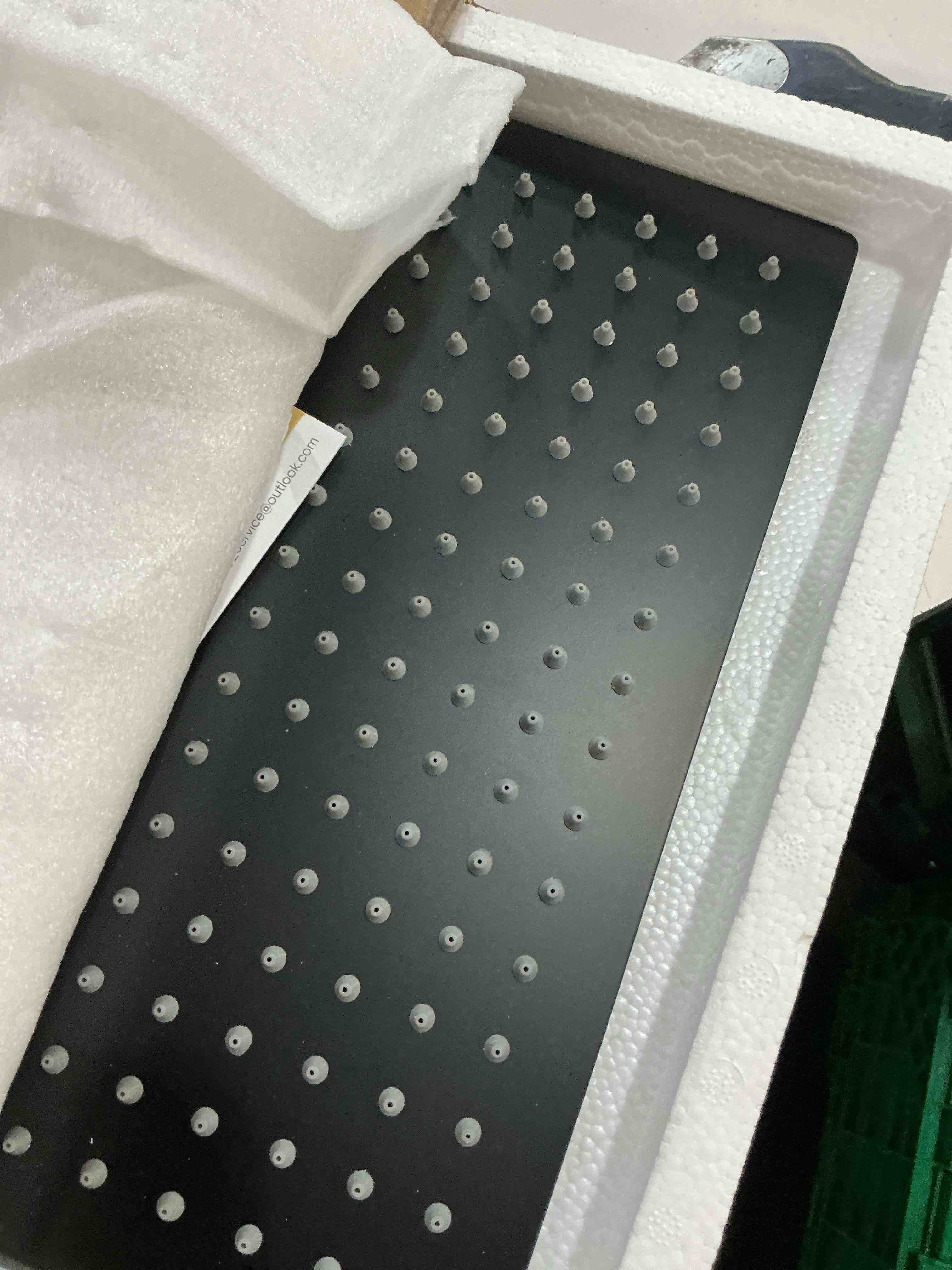 Condition photo showing Good Condition for besy 12 inch rain shower head, 12" square rainfall & high pressure stainless steel bath showerhead, 1/16" ultra thin, waterfall full body coverage with silicone nozzle, matte black finish 12 inch black