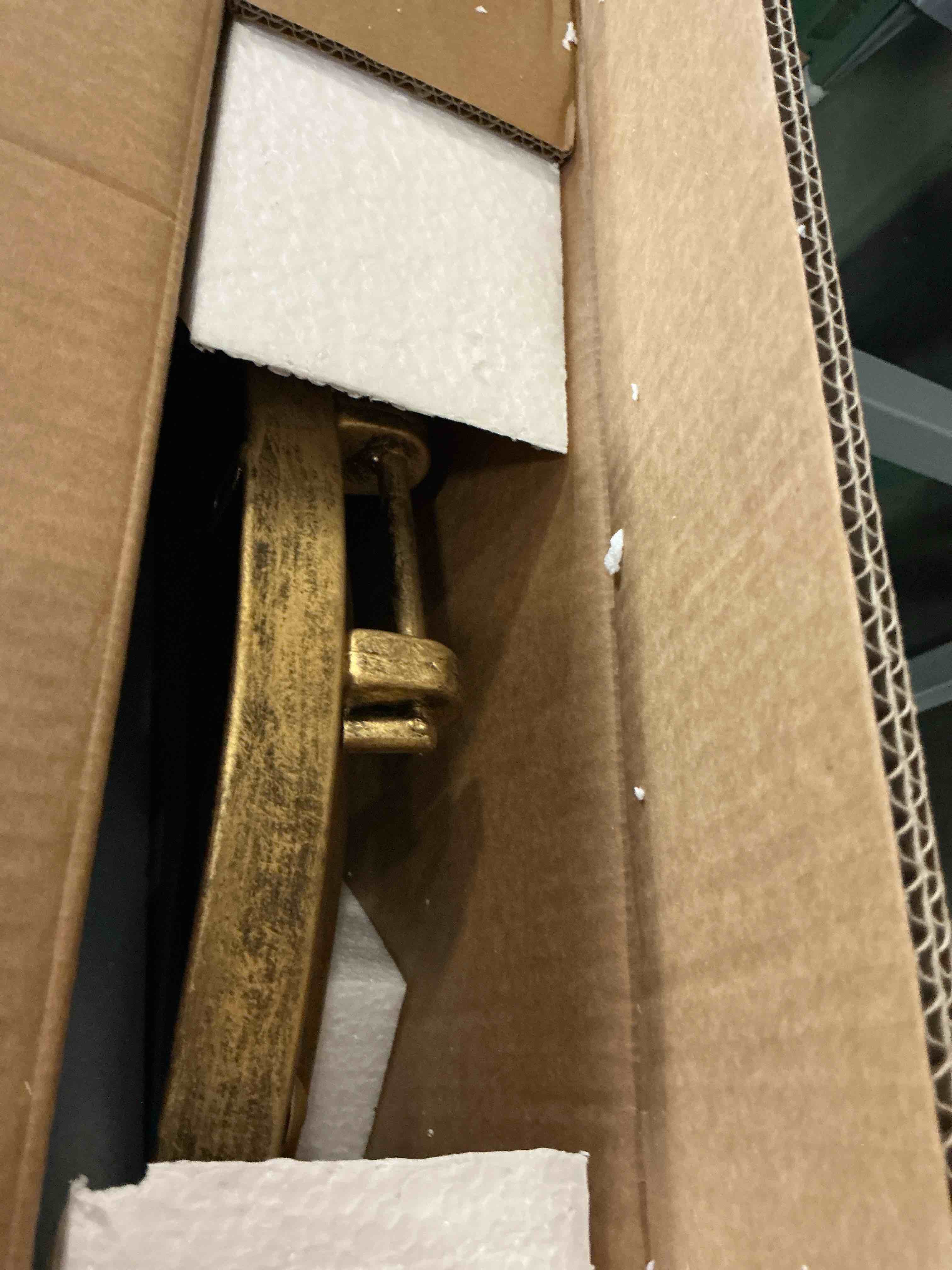 Condition photo showing New/Like New for creative co-op round metal porthole wall mirror gold