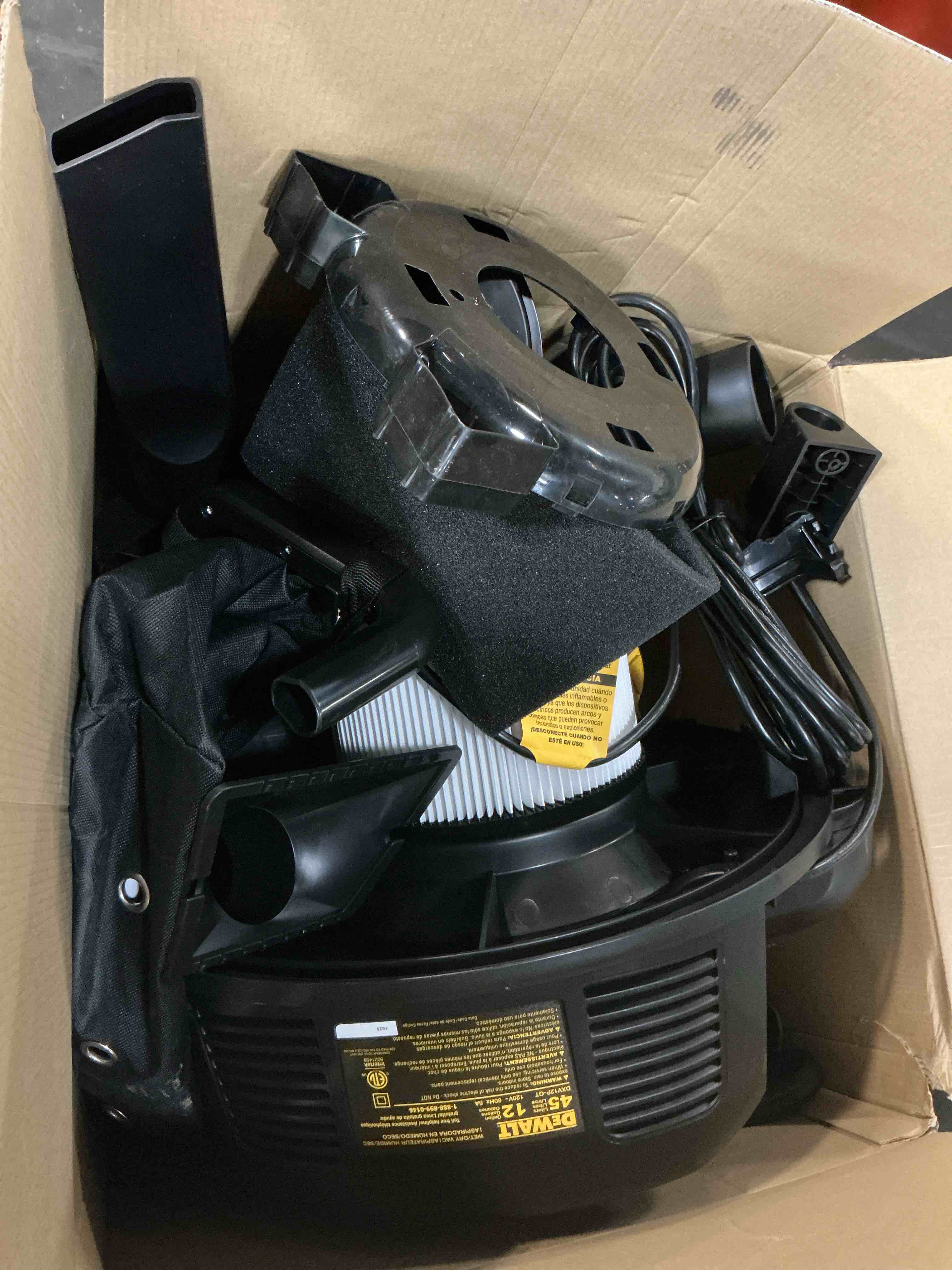 Condition photo showing As Is for dewalt 9 gal corded wet/dry vacuum 5 hp