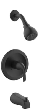  project source dover matte black 1-handle single function 2.756-in round bathtub and shower