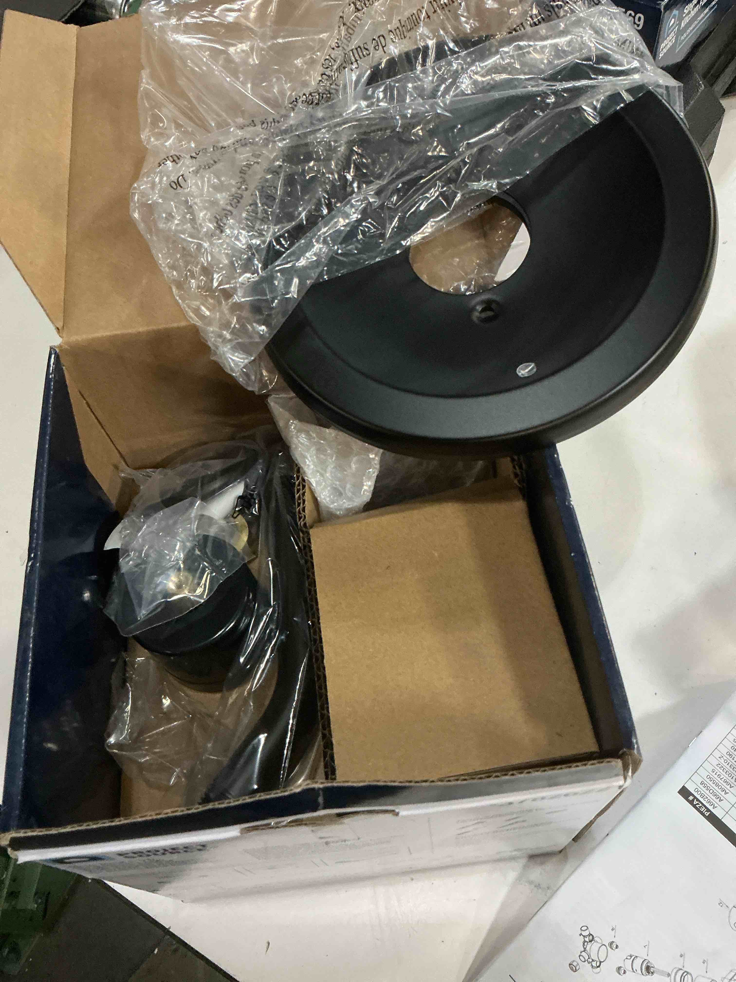 Condition photo showing As Is for  project source dover matte black 1-handle single function 2.756-in round bathtub and shower