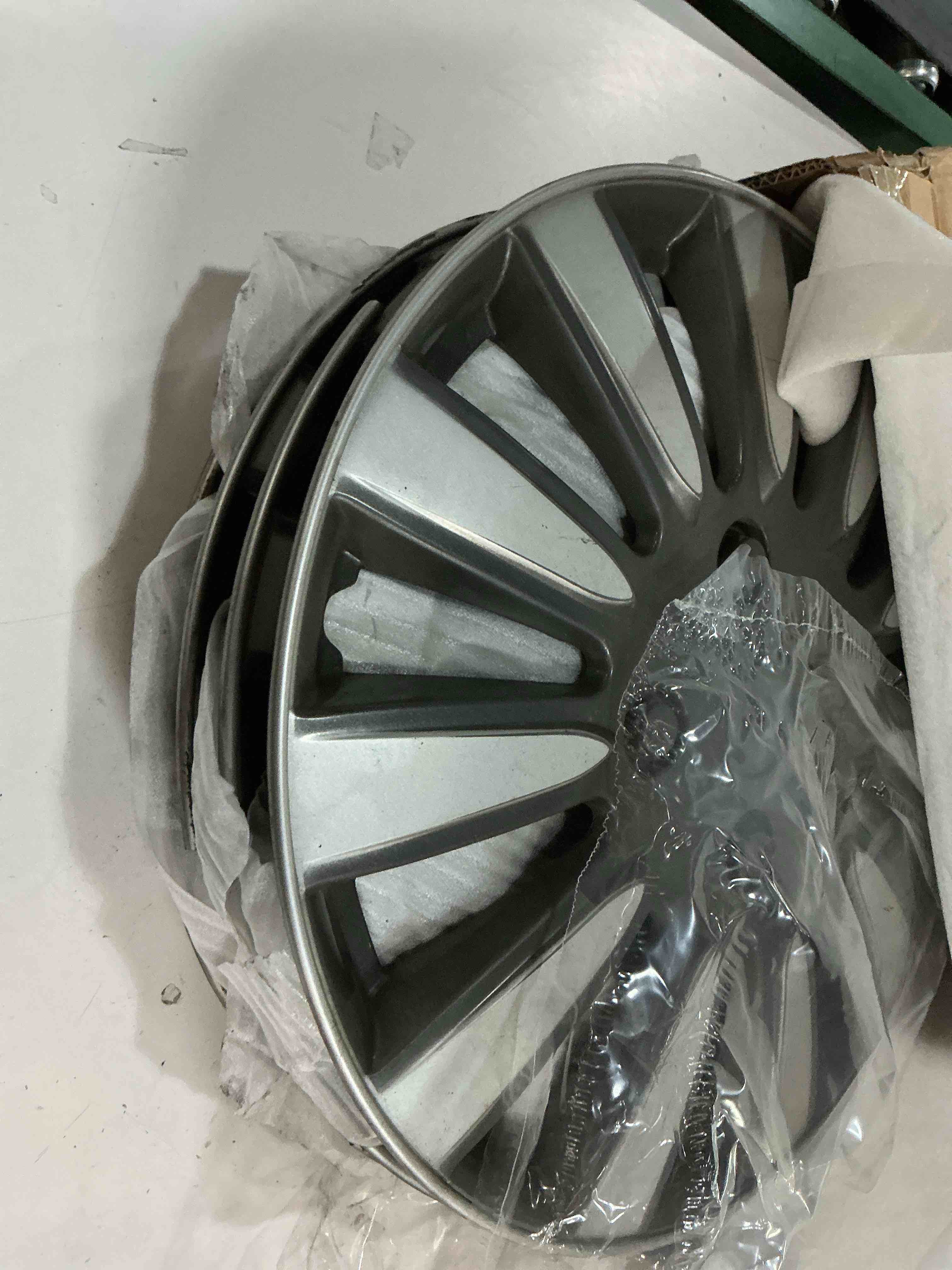Condition photo showing As Is for scitoo car wheel rim skin 4 pack 15 inch cover hubcap wheel cover replacement r15 hub caps -set of 4?15-inch?gloss black & silver?