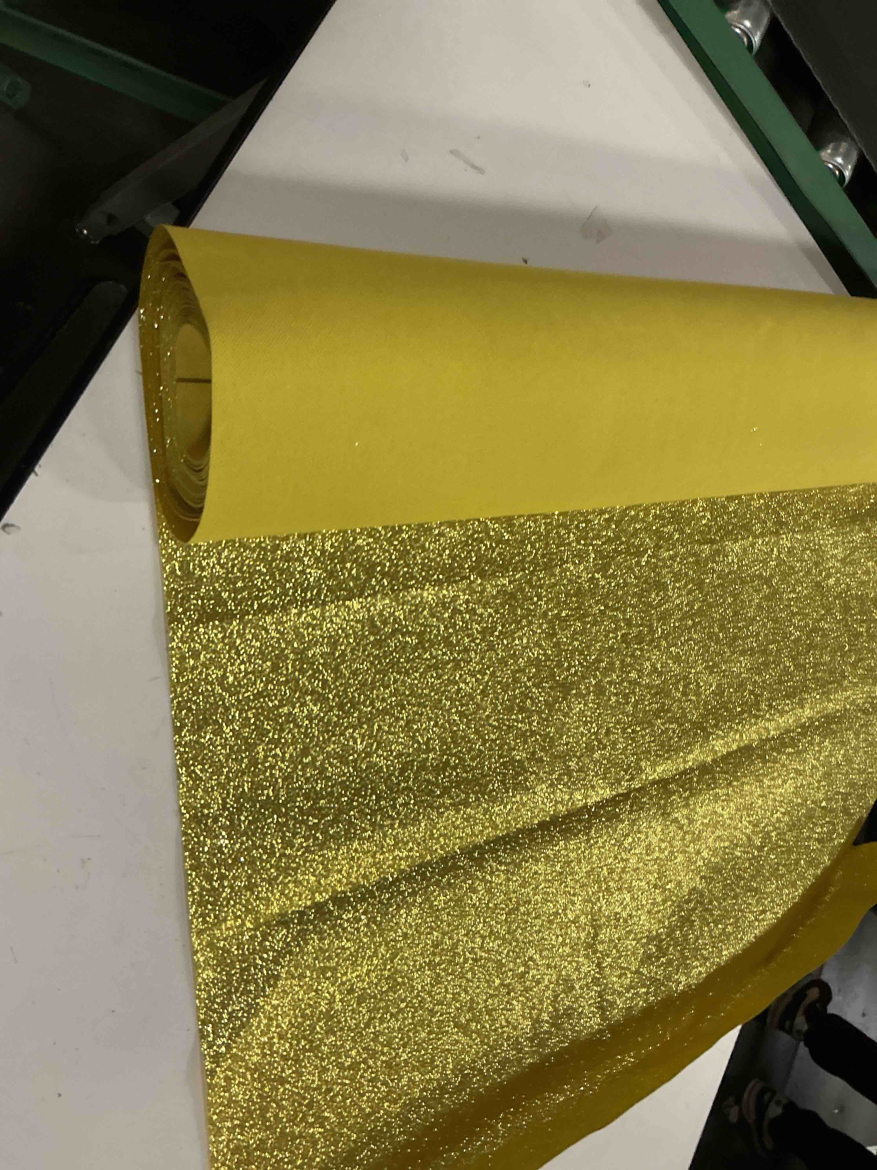 Condition photo showing Good Condition for threadart gold heat transfer vinyl film htv | glitter colors | custom cut roll 20" wide by the yard | compatible with venture, explore and maker, silhouette cameo, & large format cutters