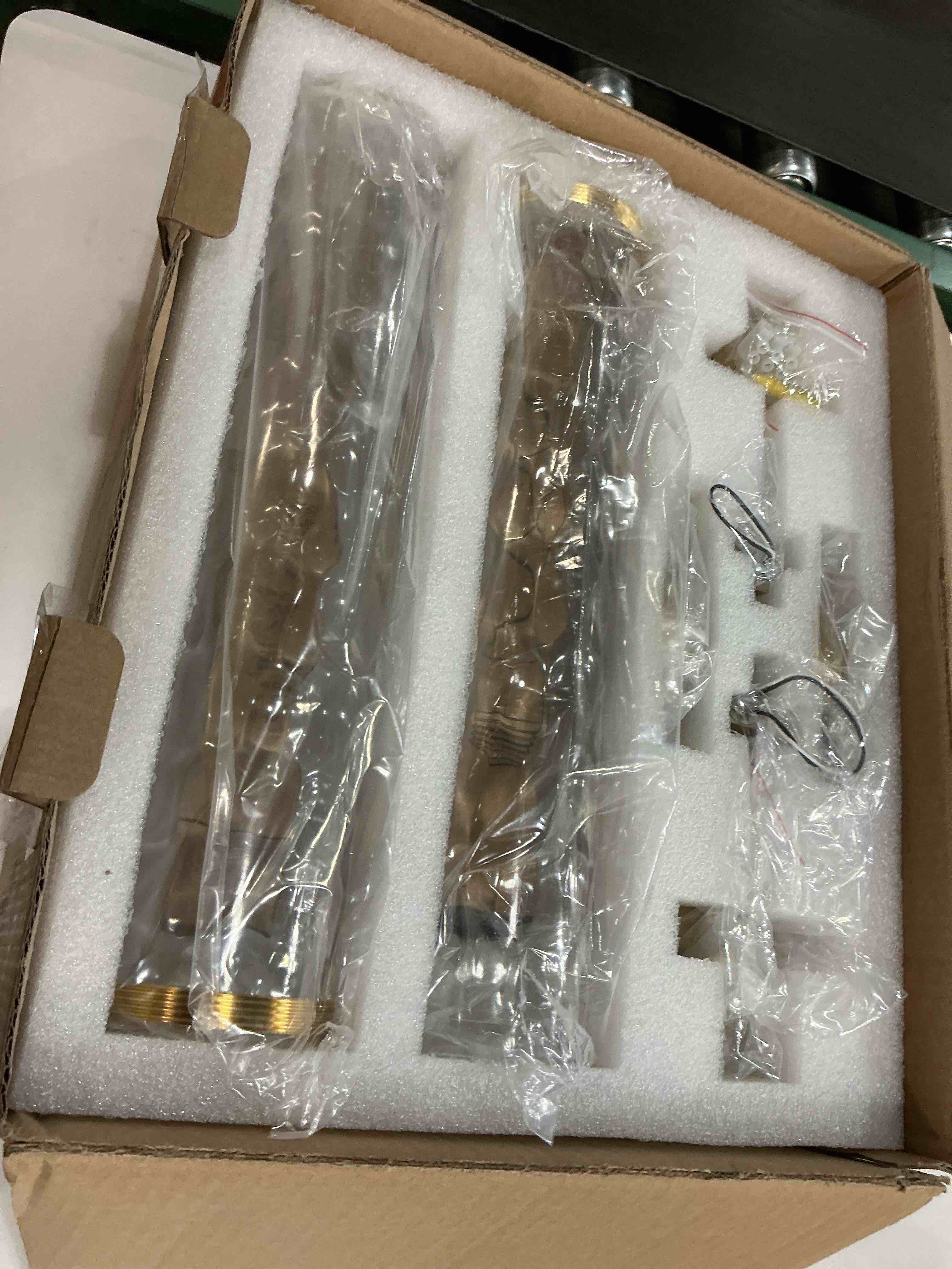 Condition photo showing Good Condition for for this image joyunleo 19" modern gold wall sconces set of 2, knurled brass .