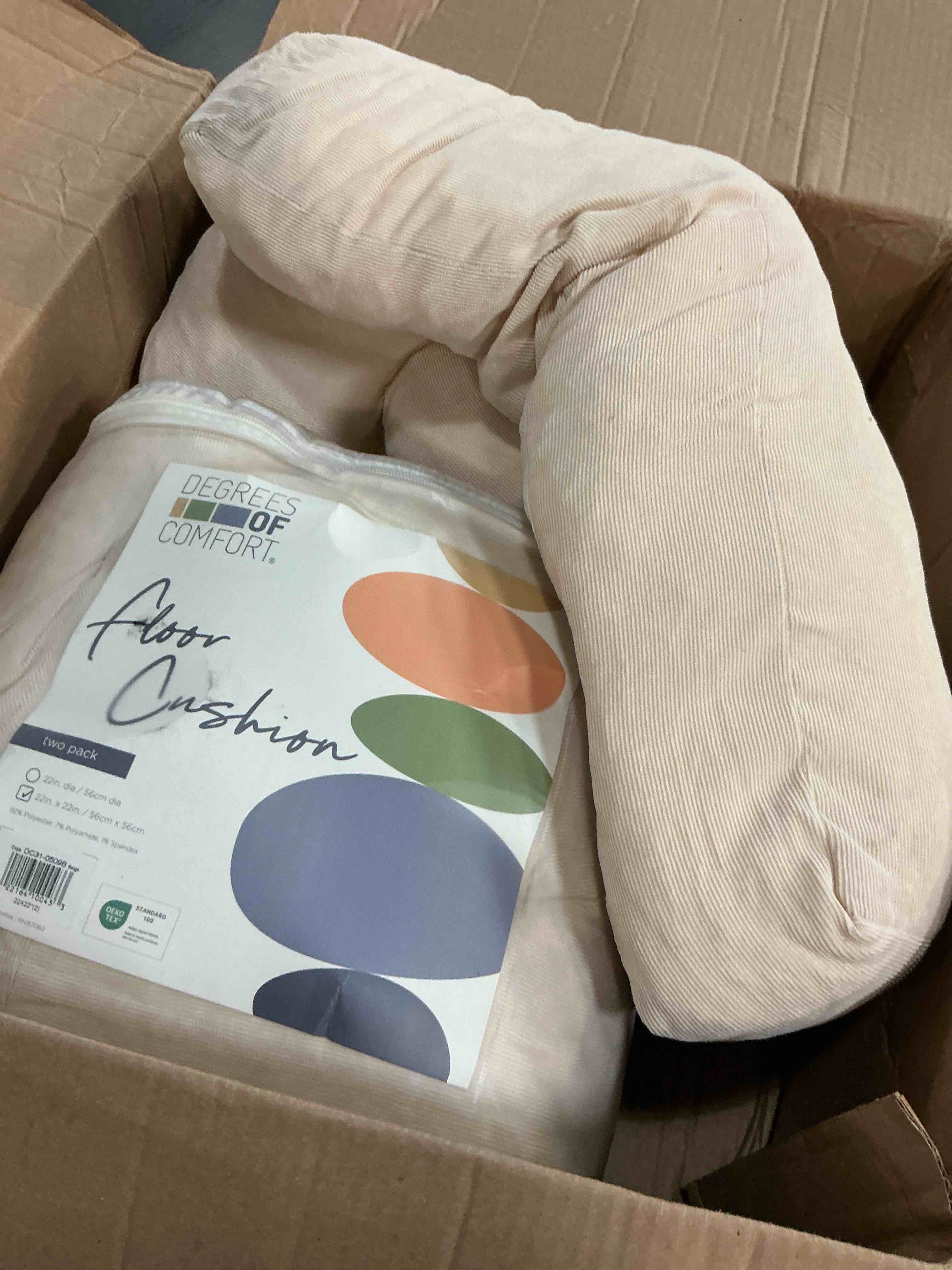 Condition photo showing Good Condition for meditation floor pillow set of 2, square large pillows seating for adults, tufted corduroy cushion for balcony outdoor tatami living room, beige, 22x22 inch