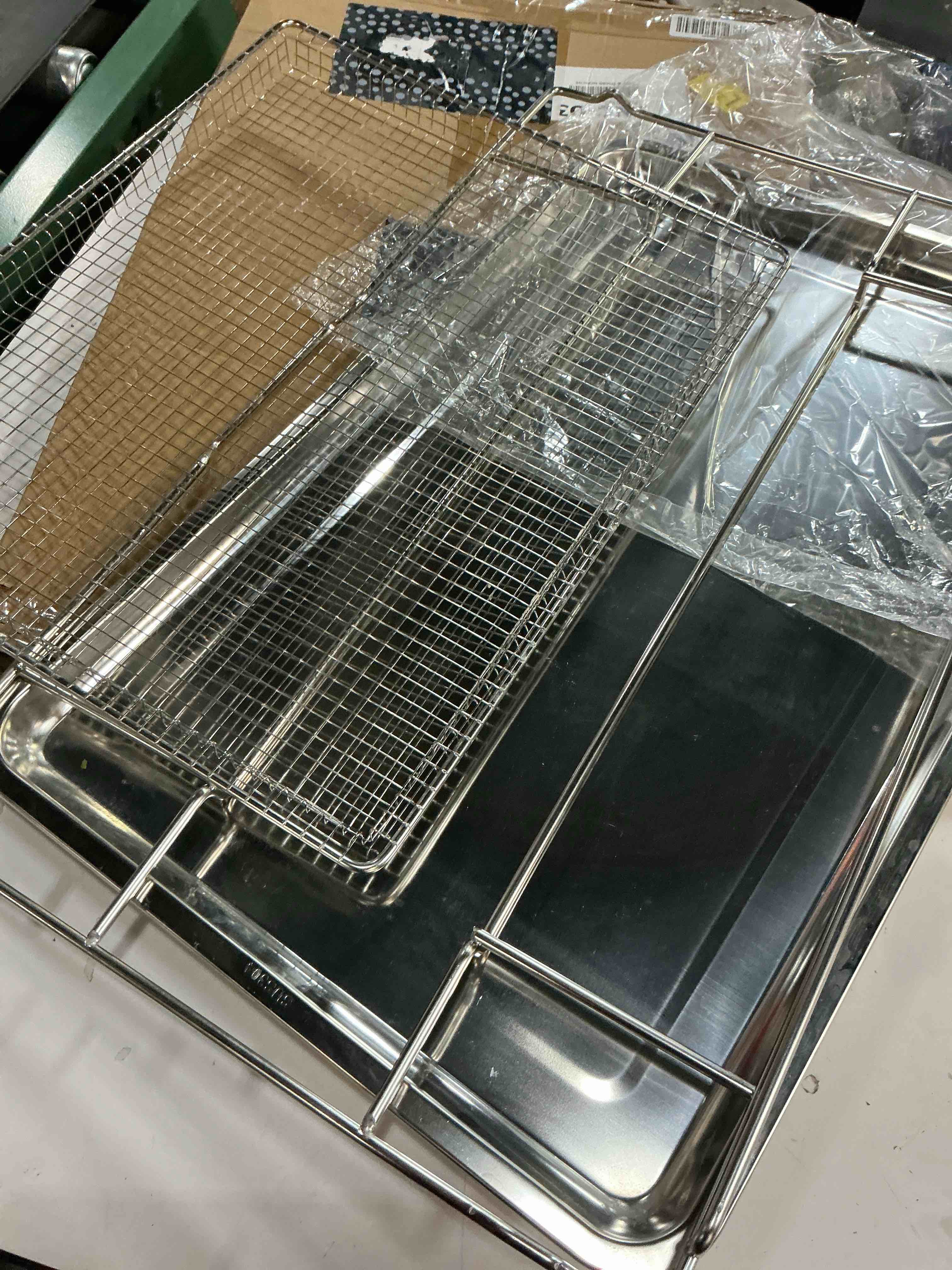 Condition photo showing As Is for frigpereaft air fryer tray replacement for frigidaire 30'' ready cook oven 304 stainless steel 25x16.25 in air fry rack frigidaire electric wall oven range parts air fryer basket set (not 24'' width)