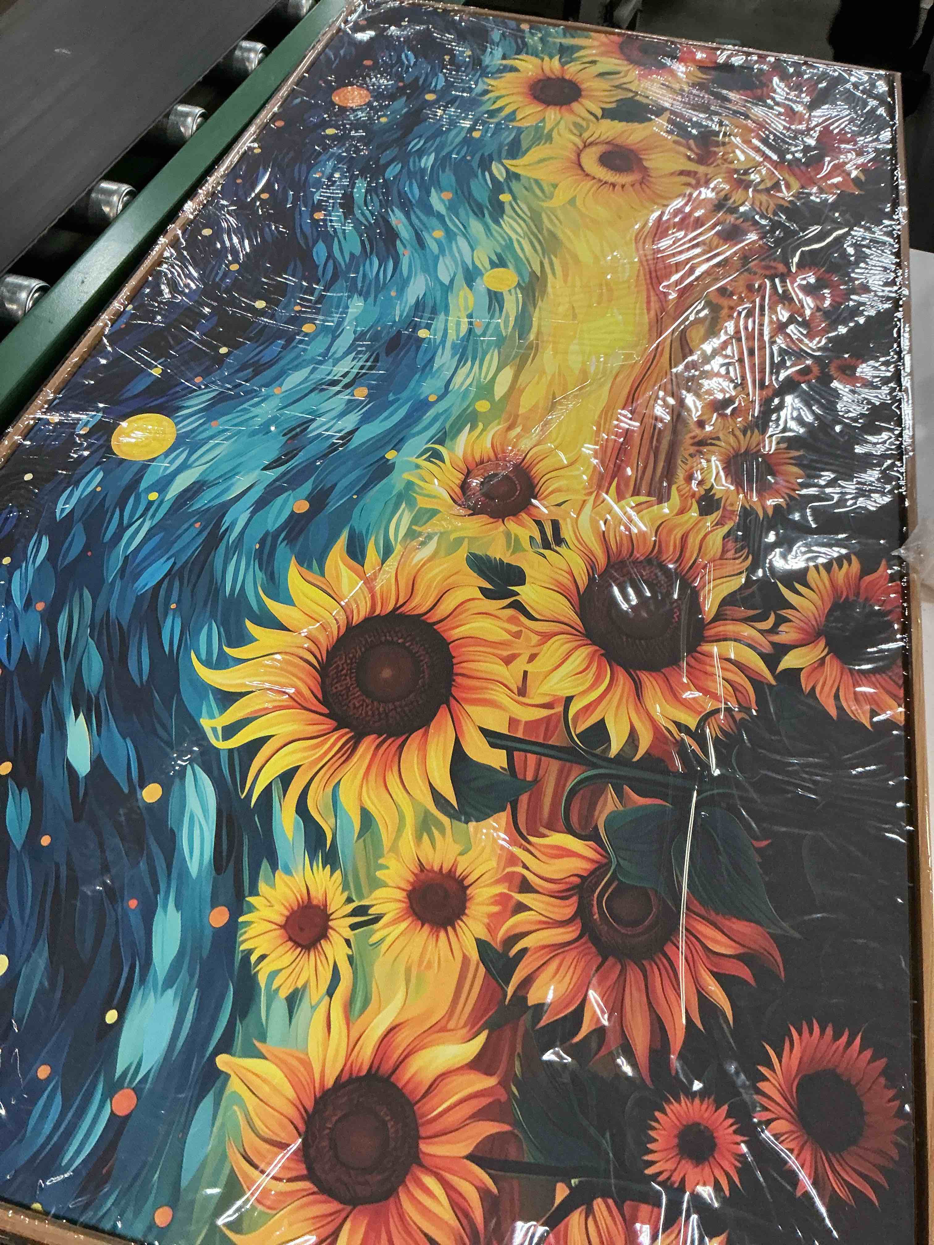 Condition photo showing New/Like New for sunflower van gogh starry night print canvas 24”x47”