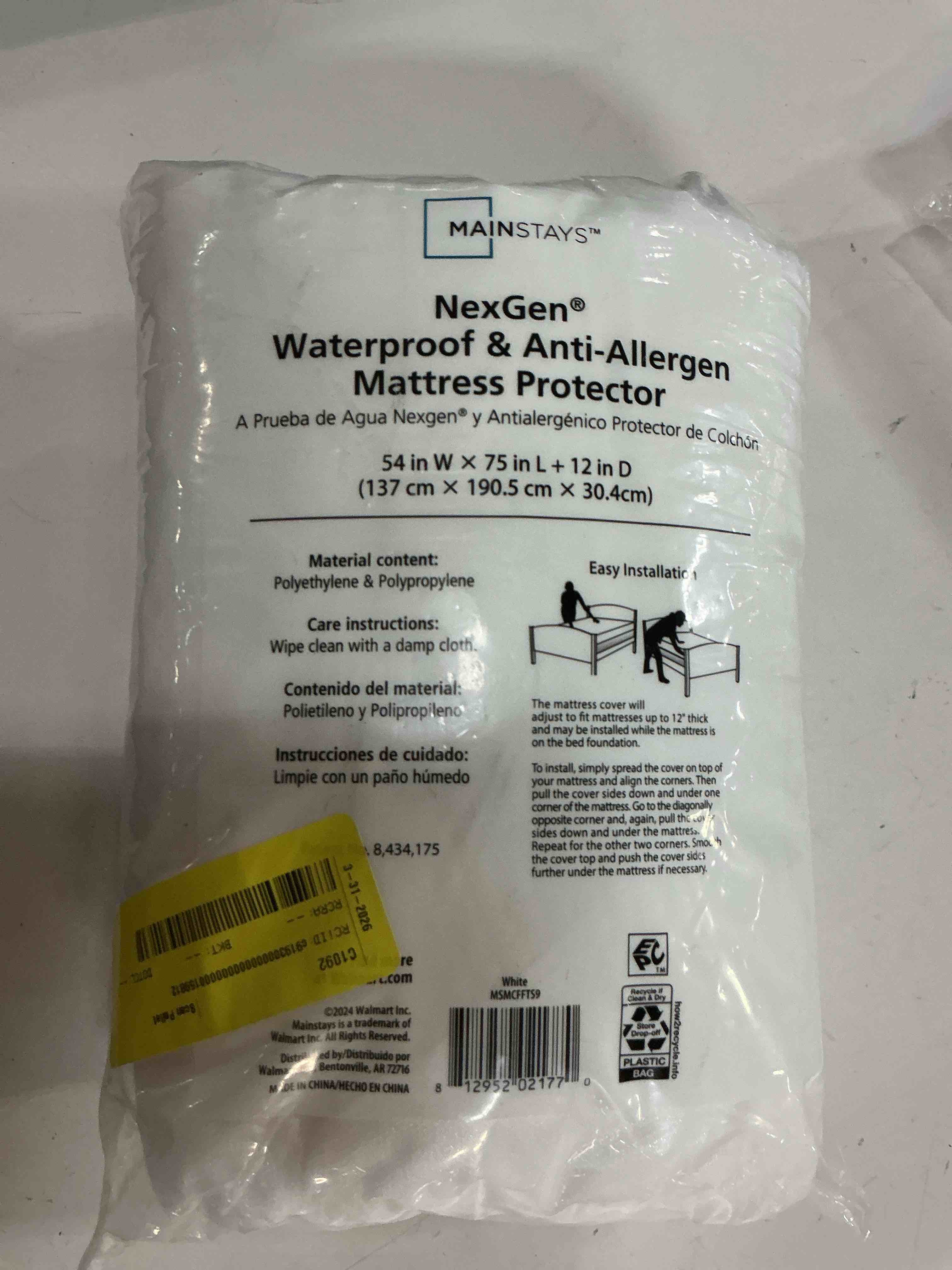 Condition photo showing Good Condition for mainstays nexgen waterproof fitted mattress protector  full