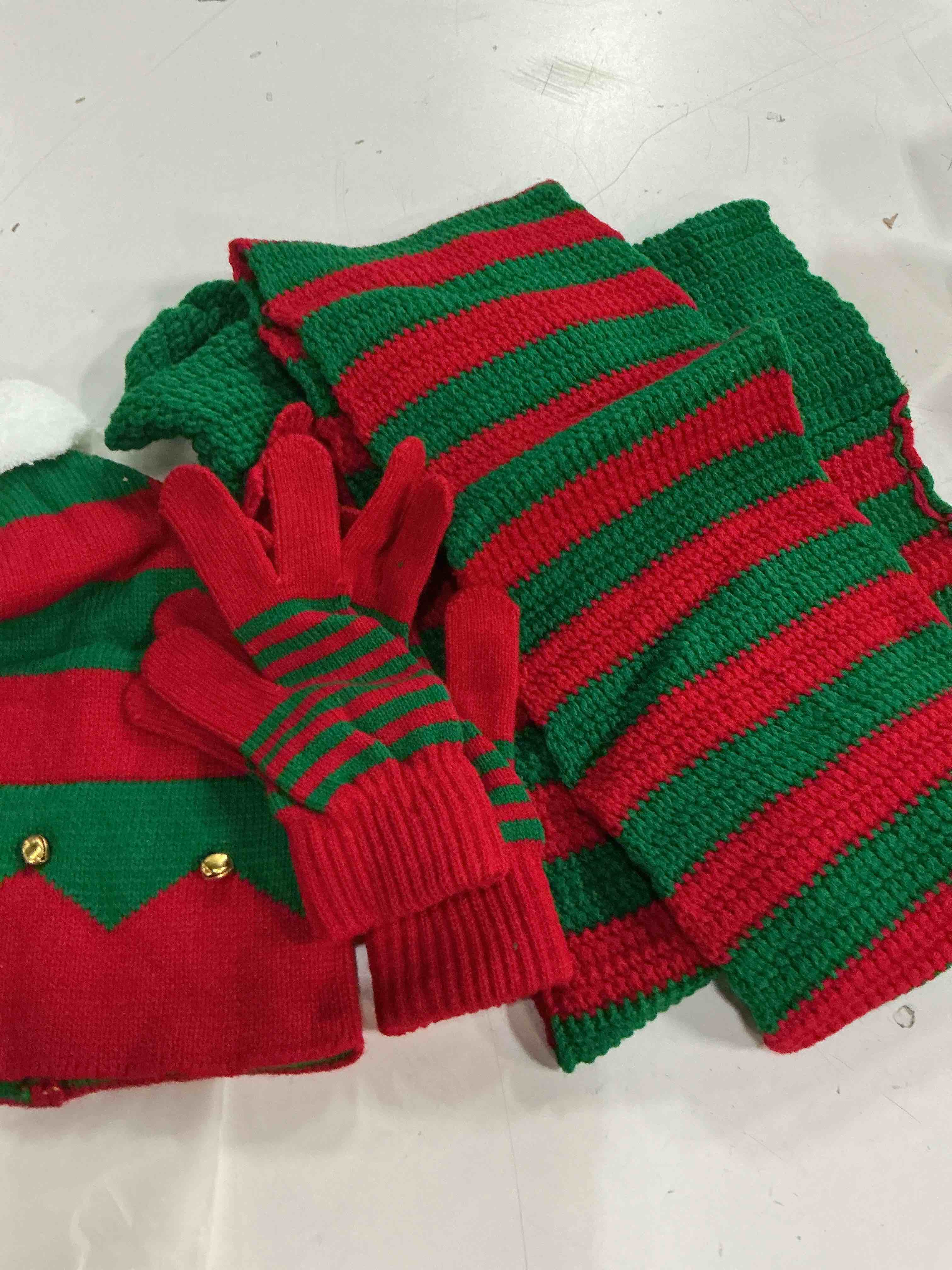Condition photo showing Good Condition for tagvo 3 pieces christmas hat scarf gloves set winter christmas gift xmas knitted hat set elf santa hat scarf gloves for party