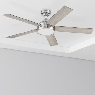 harbor breeze camden 52-in brushed nickel with driftwood/sienna blades led ceiling fan 1058359